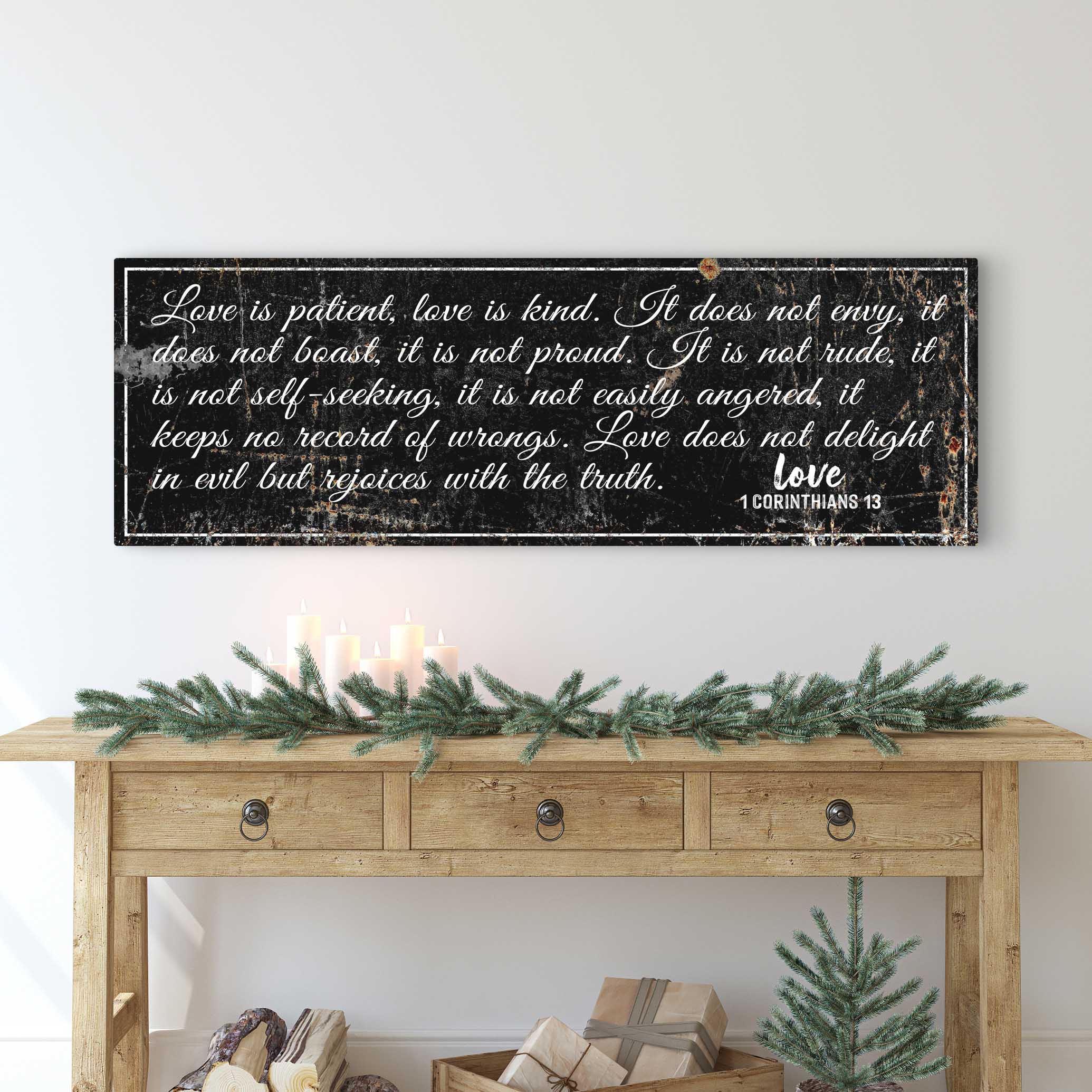 1 Corinthians 13: 'Love Is Patient' - Rustic Christian Wall Art, Religious Decor for Living Room - Image 2