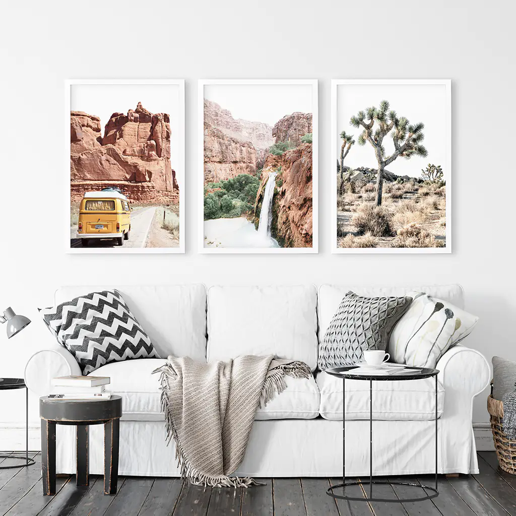 3 Piece Arizona Travel Wall Art. Joshua Tree, Bus, Waterfall - Image 3