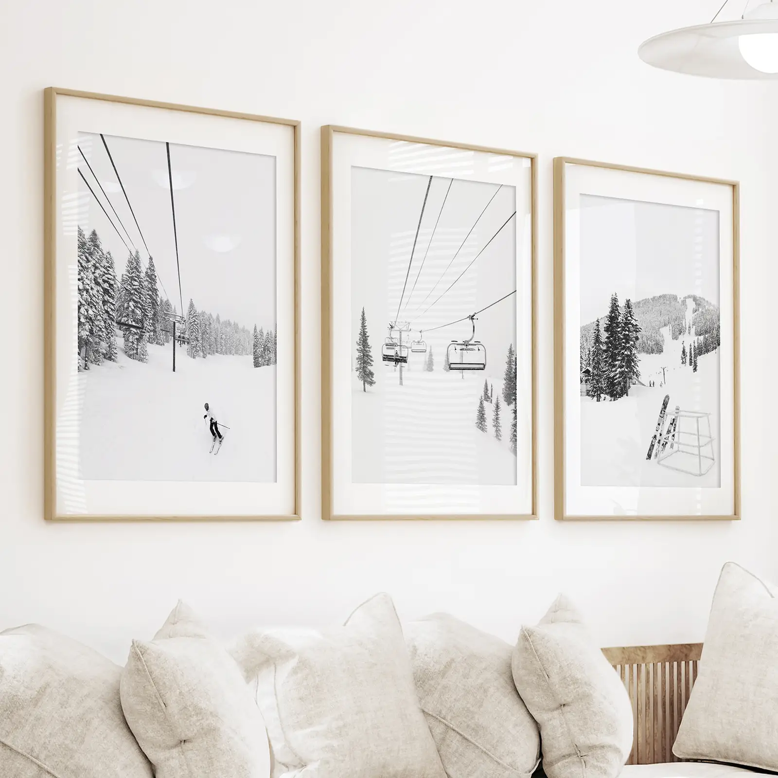 3 Piece Black White Winter Sport Wall Art Set. Ski Lodge - Image 2