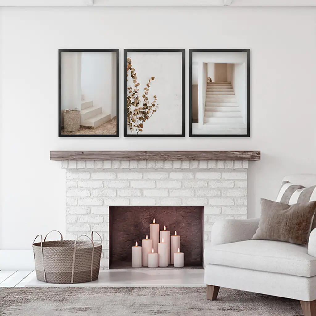 3 Piece Boho Architectural Wall Art. Eucalyptus, Stairway - Image 4