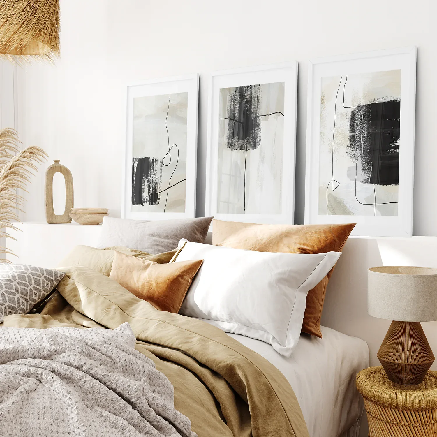 3 Piece Simple Abstract Art Set of Prints. Japandi Decor - Image 4