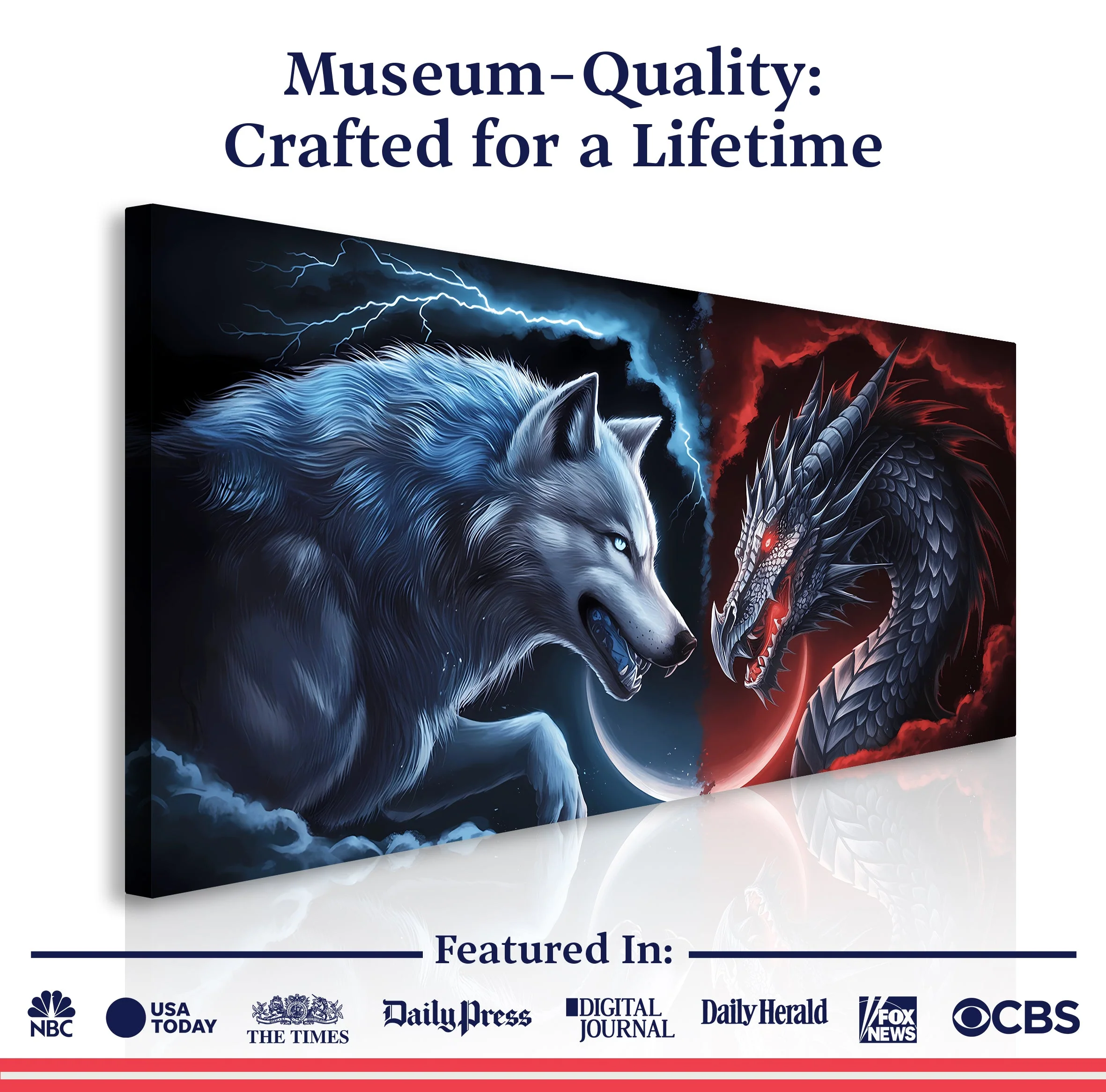 3D Dragon and Wolf Wall Art - Image 5