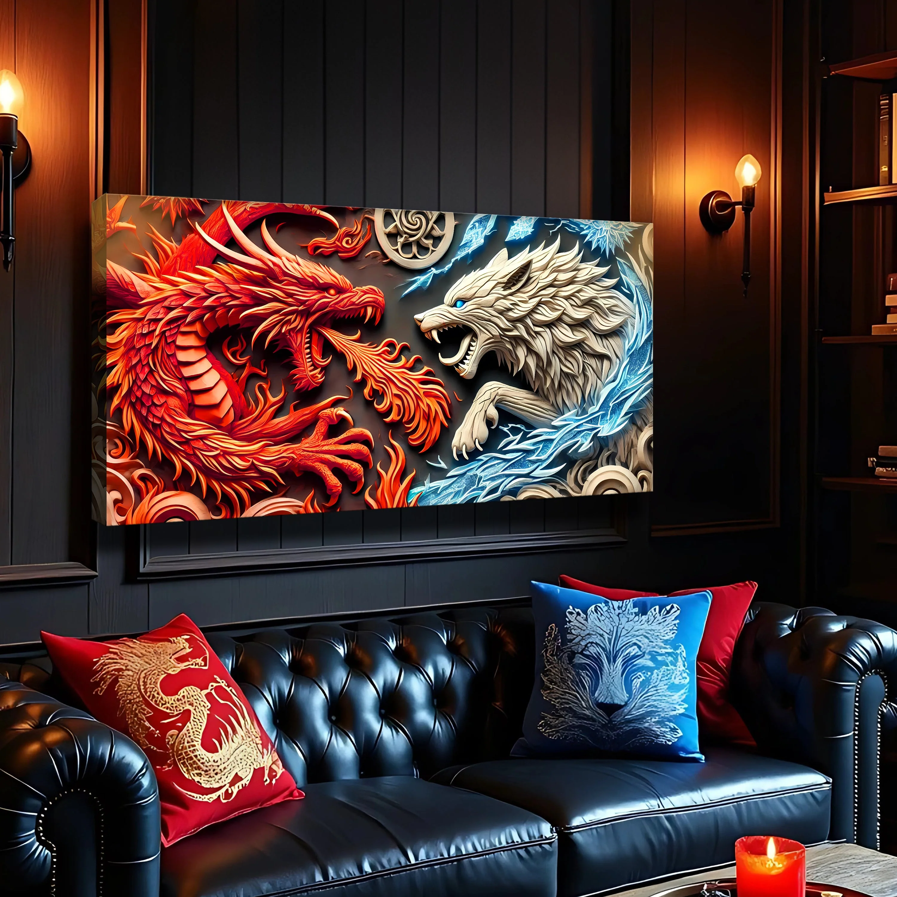 3D Dragon and Wolf Wall Art V - Image 3
