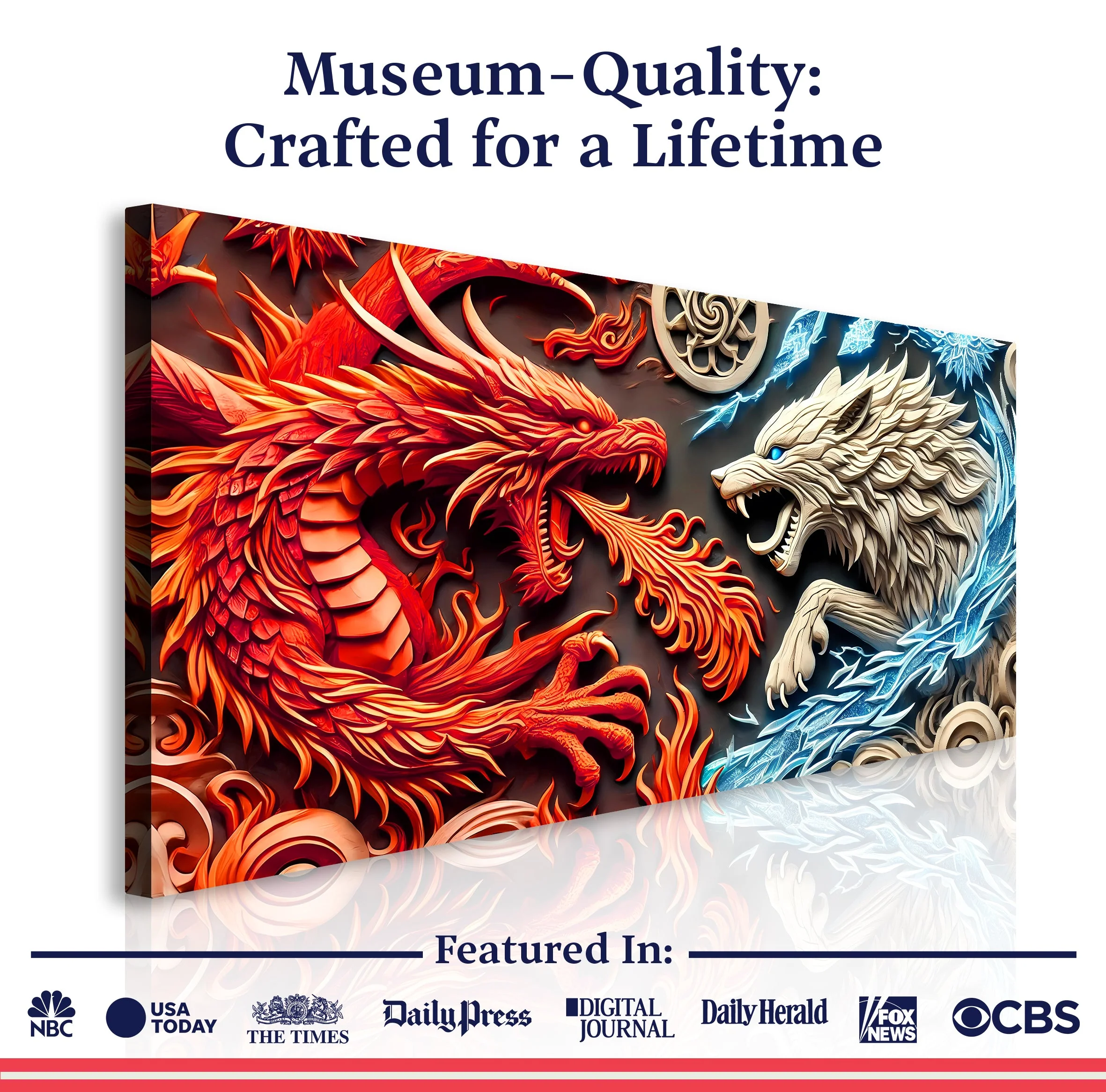 3D Dragon and Wolf Wall Art V - Image 6