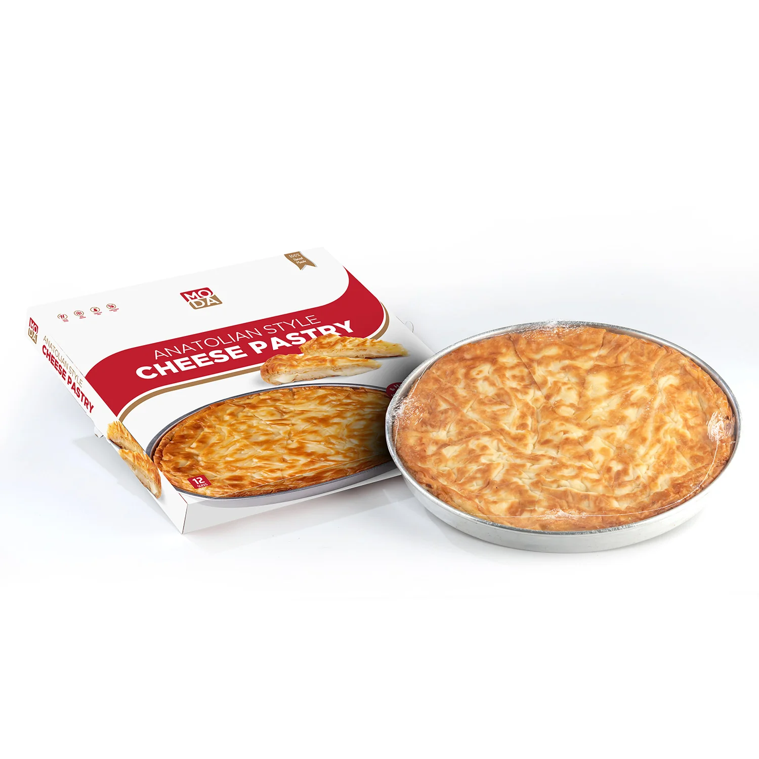 Moda Borek, Anatolian Cheese Pastry, Round Tray-Carrot Slice, 12pcs, 5.5lbs (2500g)