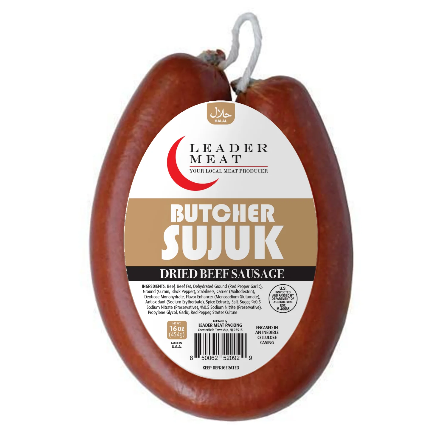 Leader Mild Sujuk, Ring, 16oz (454g)