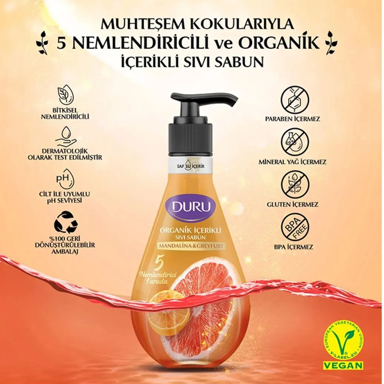 Duru Mandarin & Grape Fruit Liquid Soap 500Ml - Image 2