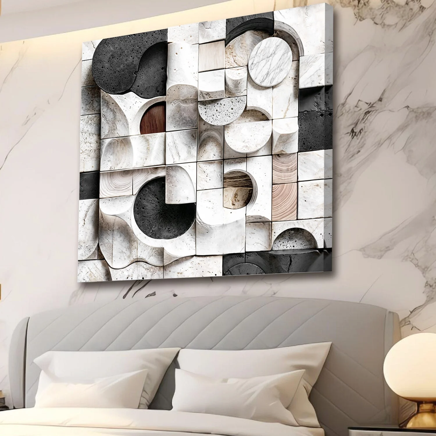 Abstract Black & White Wall Sculpture Wall Art - Image 5
