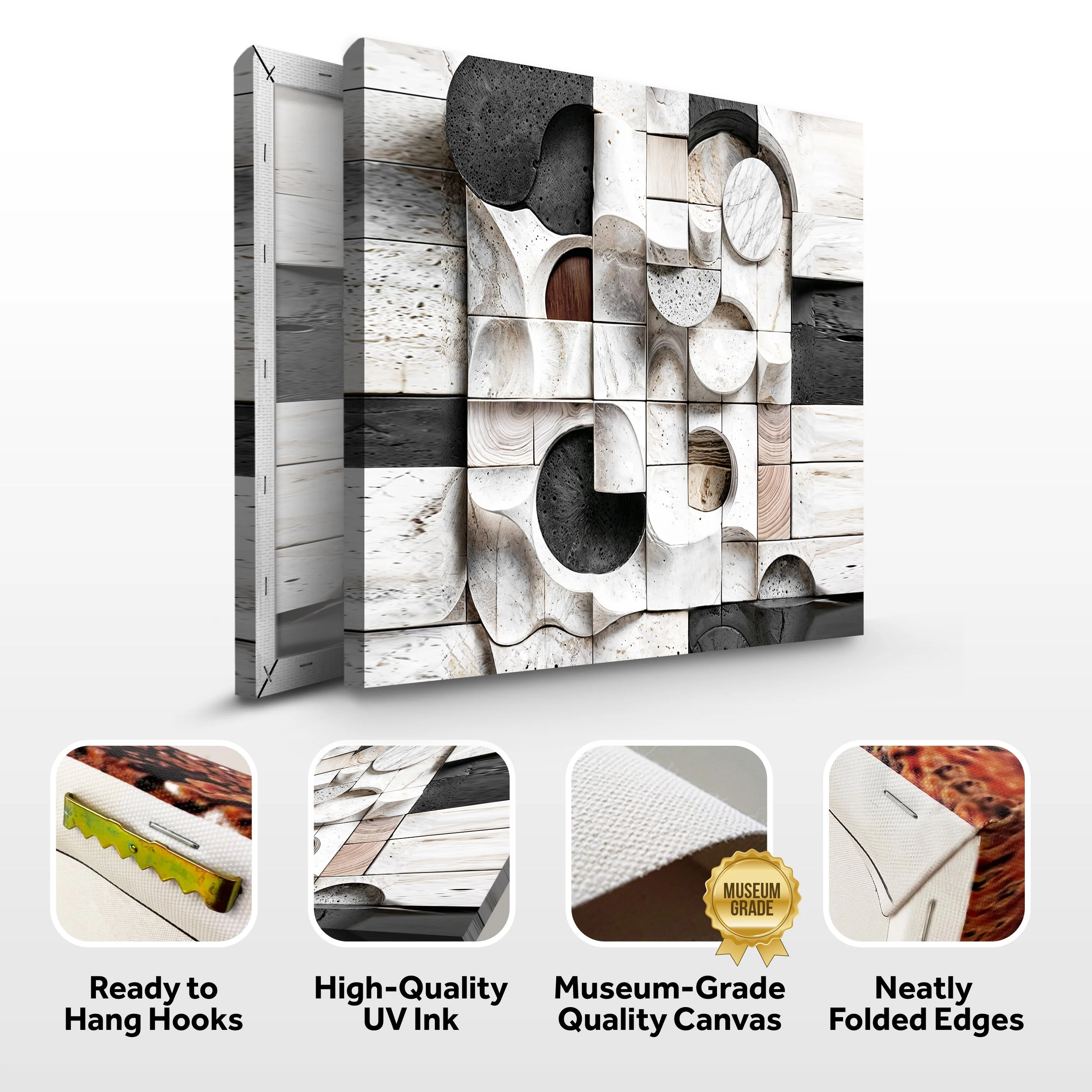 Abstract Black & White Wall Sculpture Wall Art - Image 8