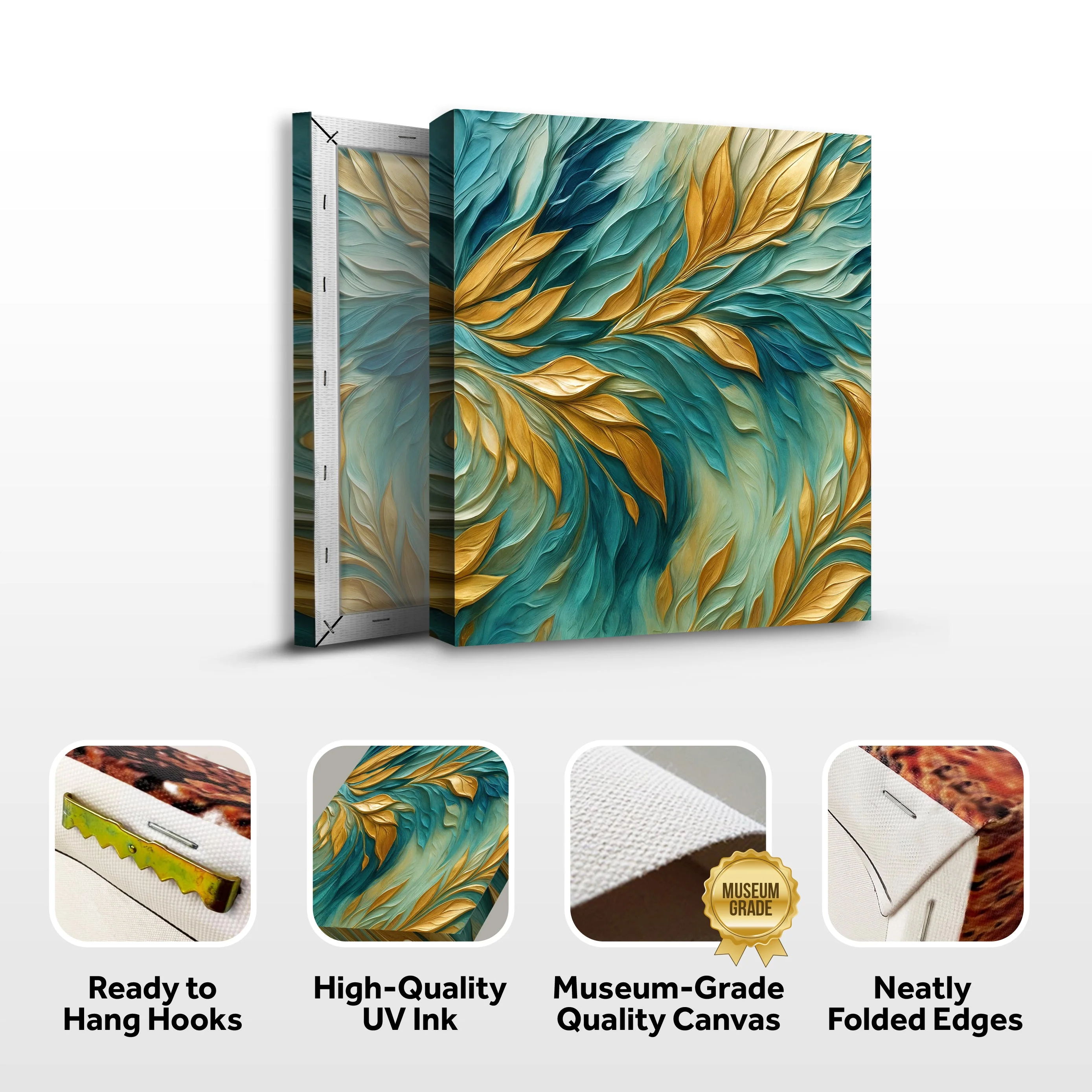 Abstract Gold And Blue Frosty Wall Art - Image 8