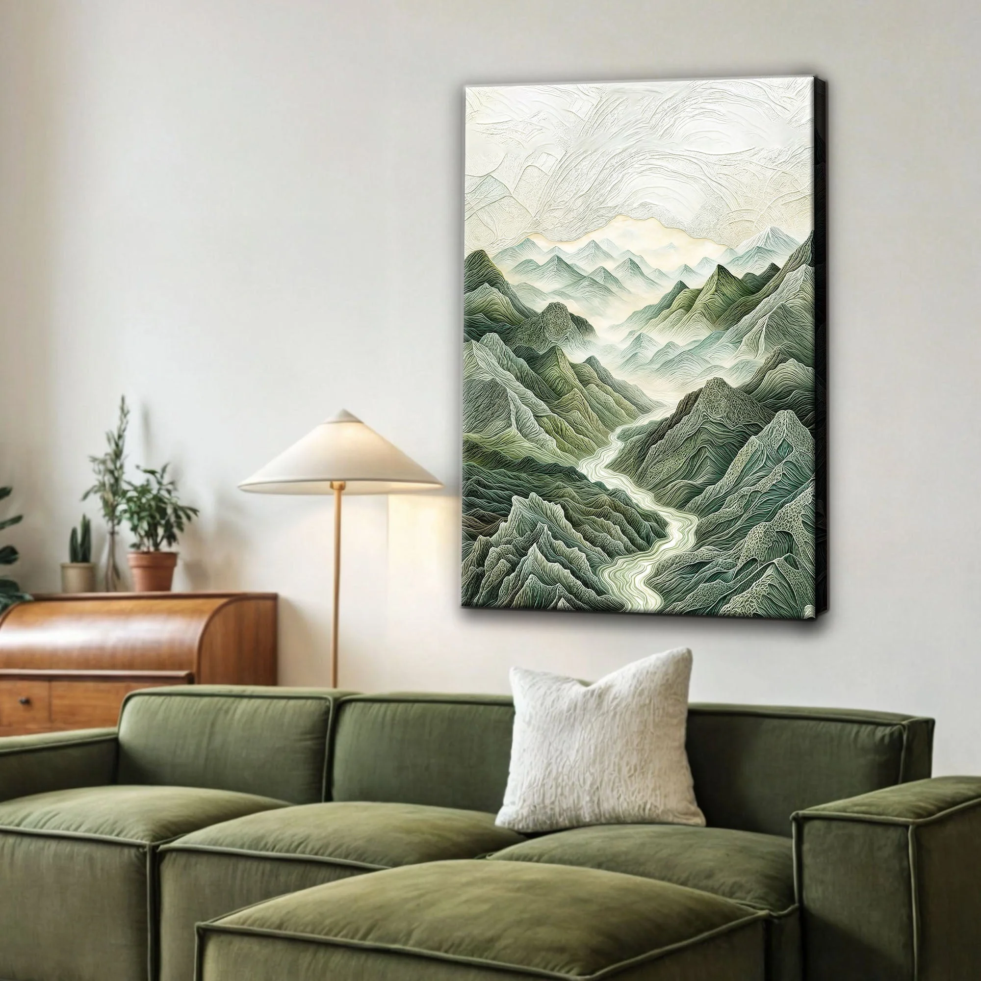 Abstract Mountain and River Landscape Wall Art - Image 4