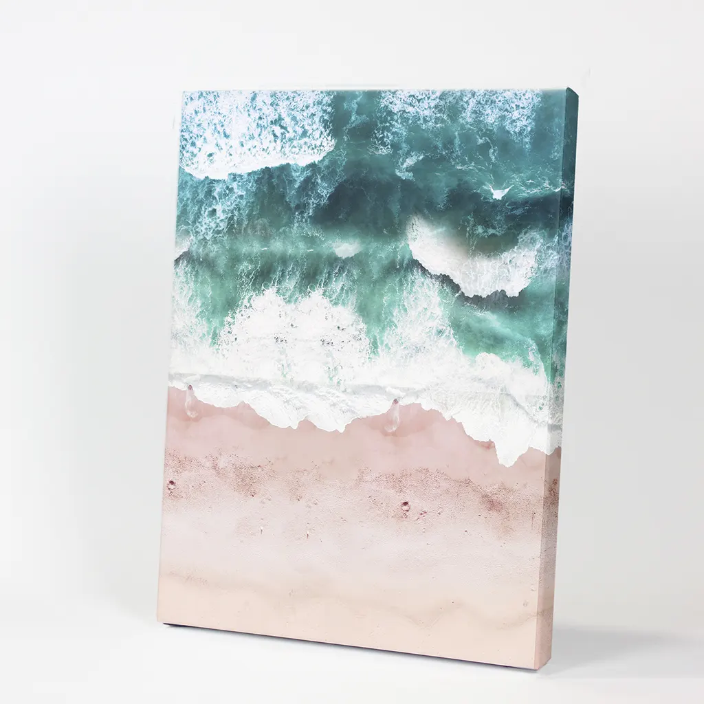 Aerial Coastal Ocean Wall Decor. Pink Beach, Blue Waves - Image 9