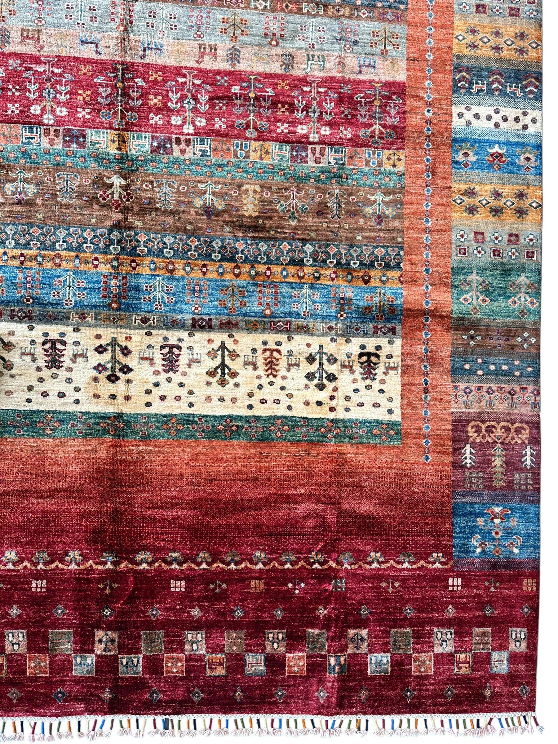 Afghani Khorjin Wool Rug – 7' x 9'10" – Vibrant Geometric & Tribal Patterns - Image 11