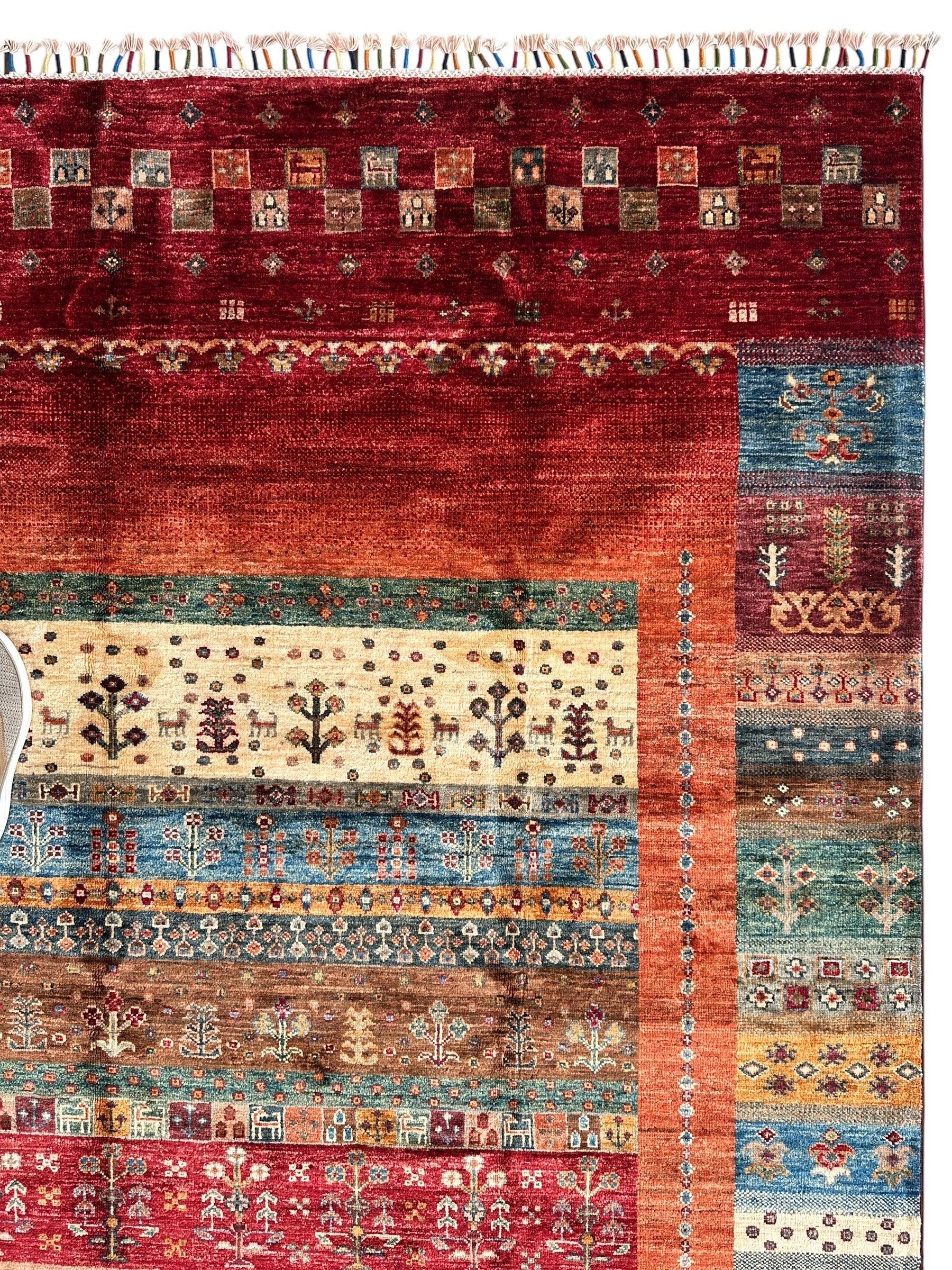 Afghani Khorjin Wool Rug – 7' x 9'10" – Vibrant Geometric & Tribal Patterns - Image 5