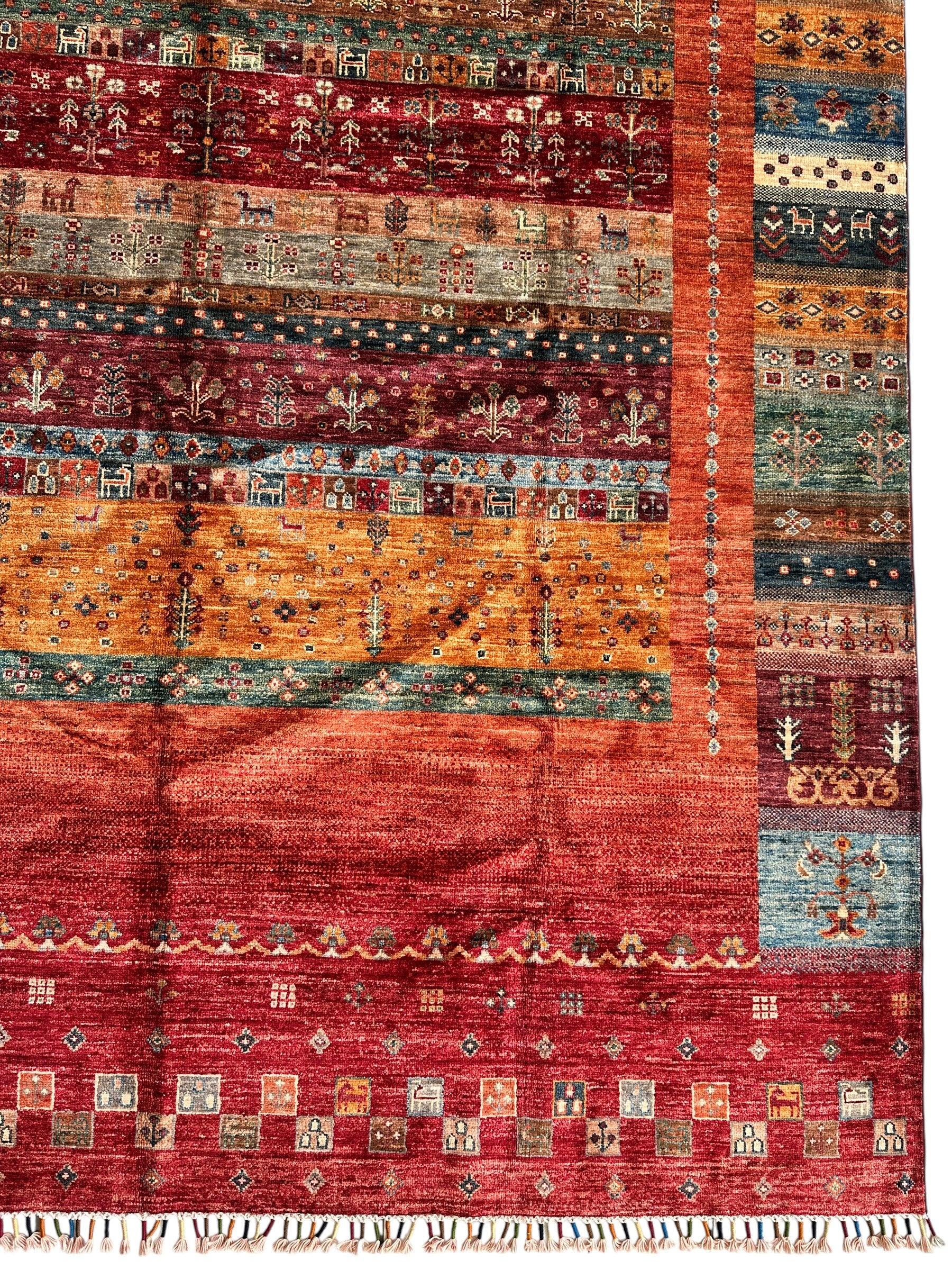 Afghani Khorjin Wool Rug – 7' x 9'10" – Vibrant Geometric & Tribal Patterns - Image 7