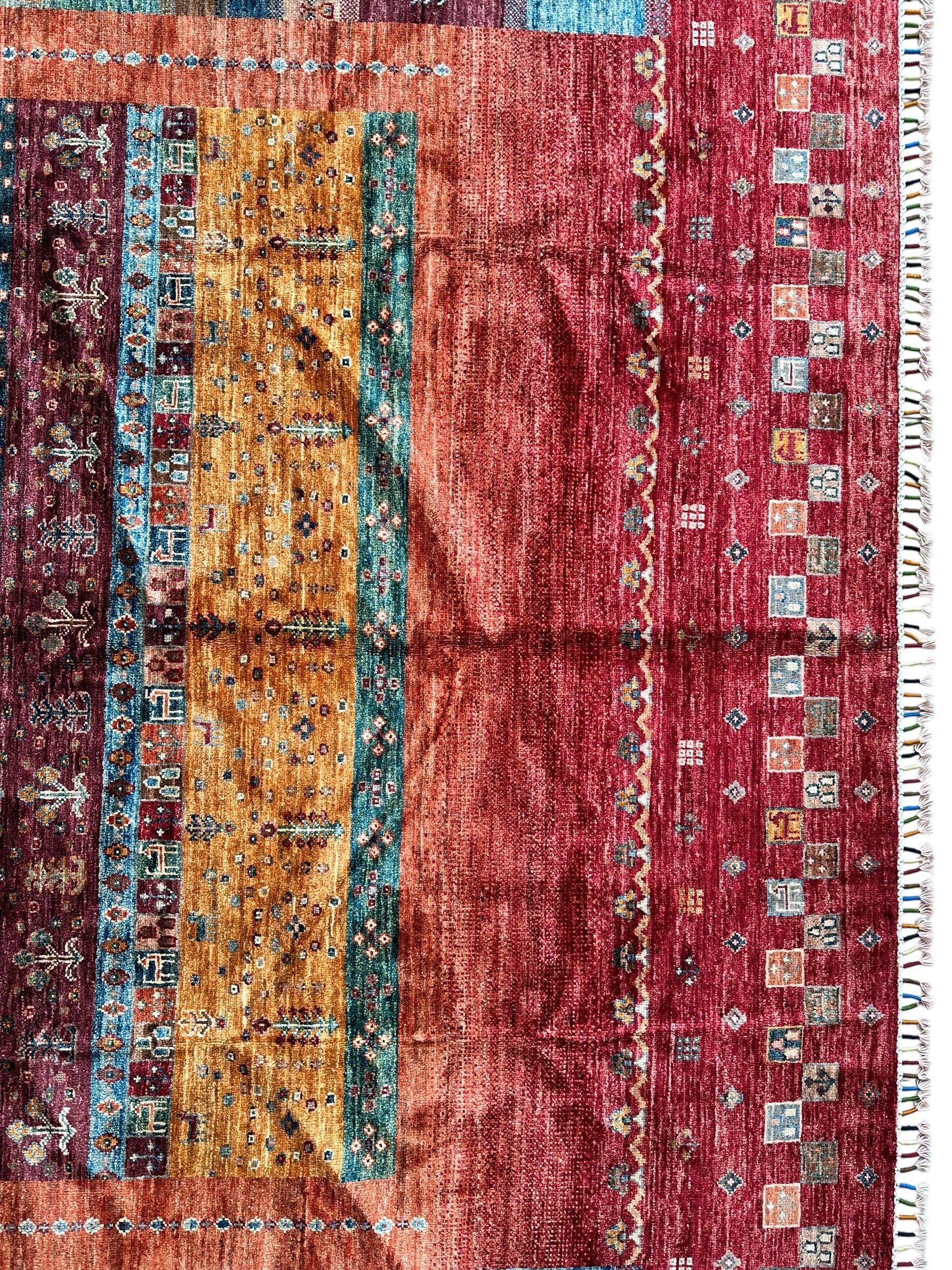 Afghani Khorjin Wool Rug – 7' x 9'10" – Vibrant Geometric & Tribal Patterns - Image 8