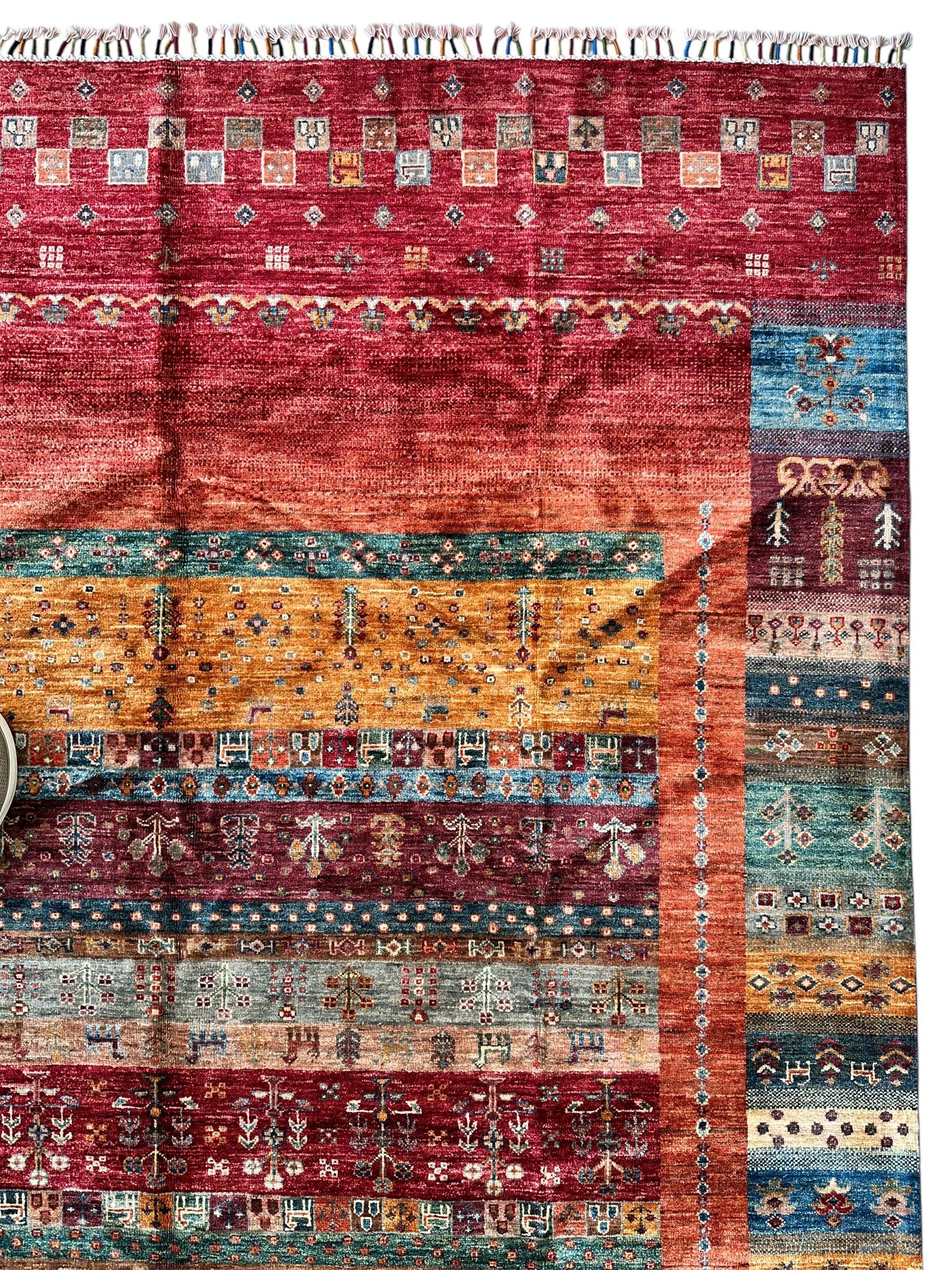 Afghani Khorjin Wool Rug – 7' x 9'10" – Vibrant Geometric & Tribal Patterns - Image 9