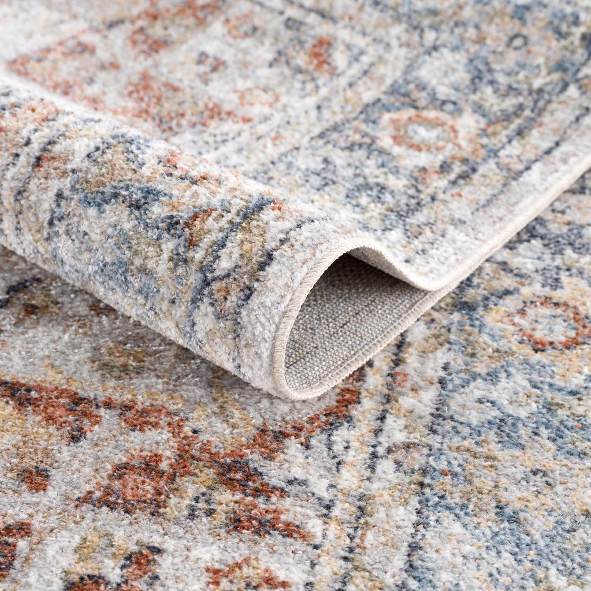 Akram Gray & Orange Washable Area Rug - Clearance - Image 6