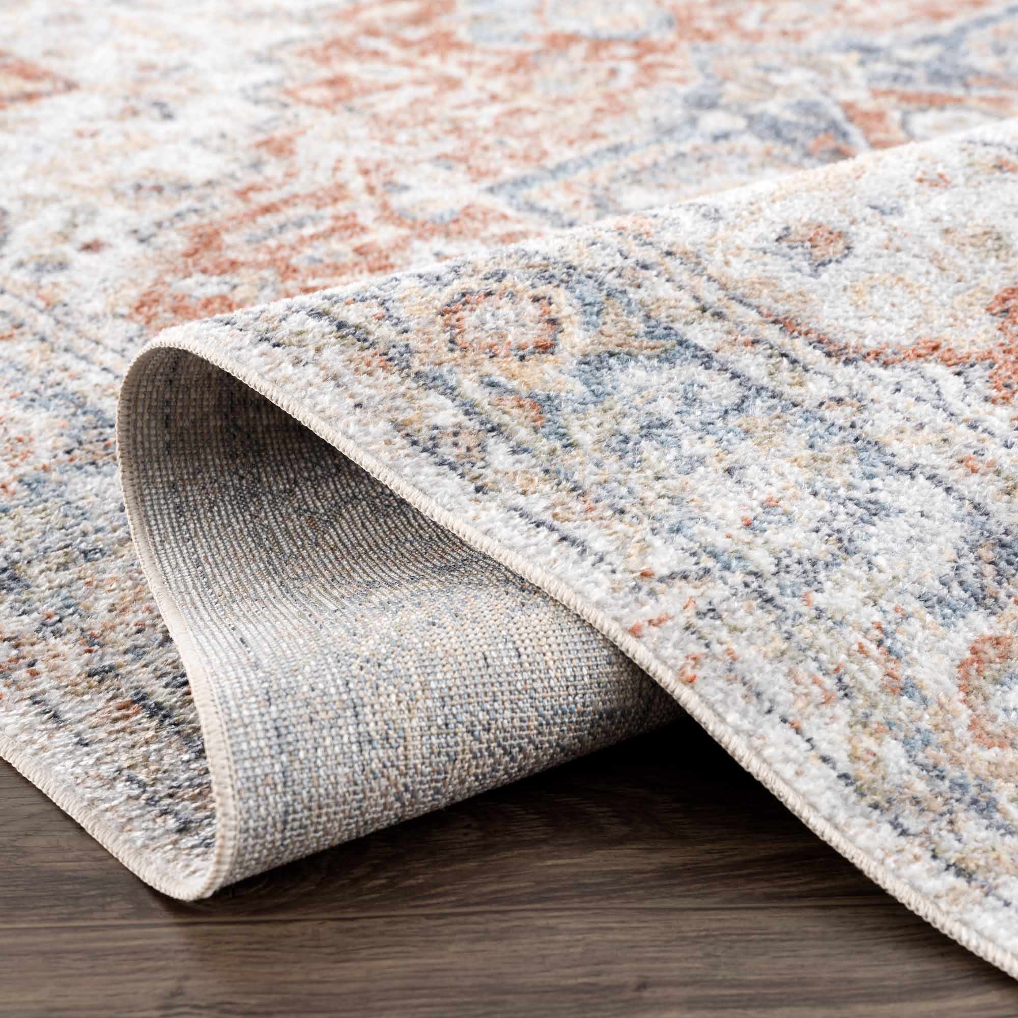 Akram Gray & Orange Washable Area Rug - Clearance - Image 7