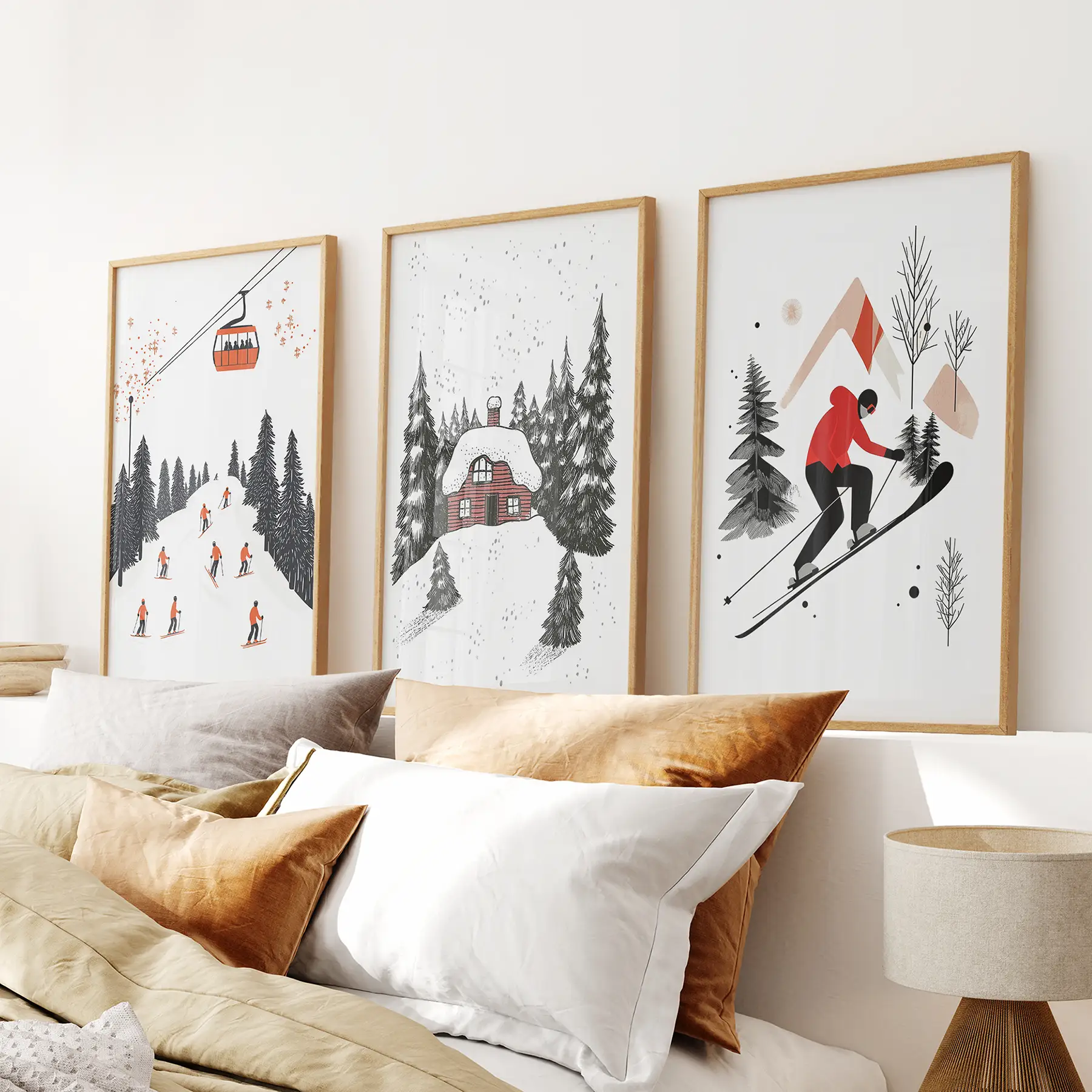 Alpine Skiing Winter Set of 3 Prints Home Wall Art - Image 6