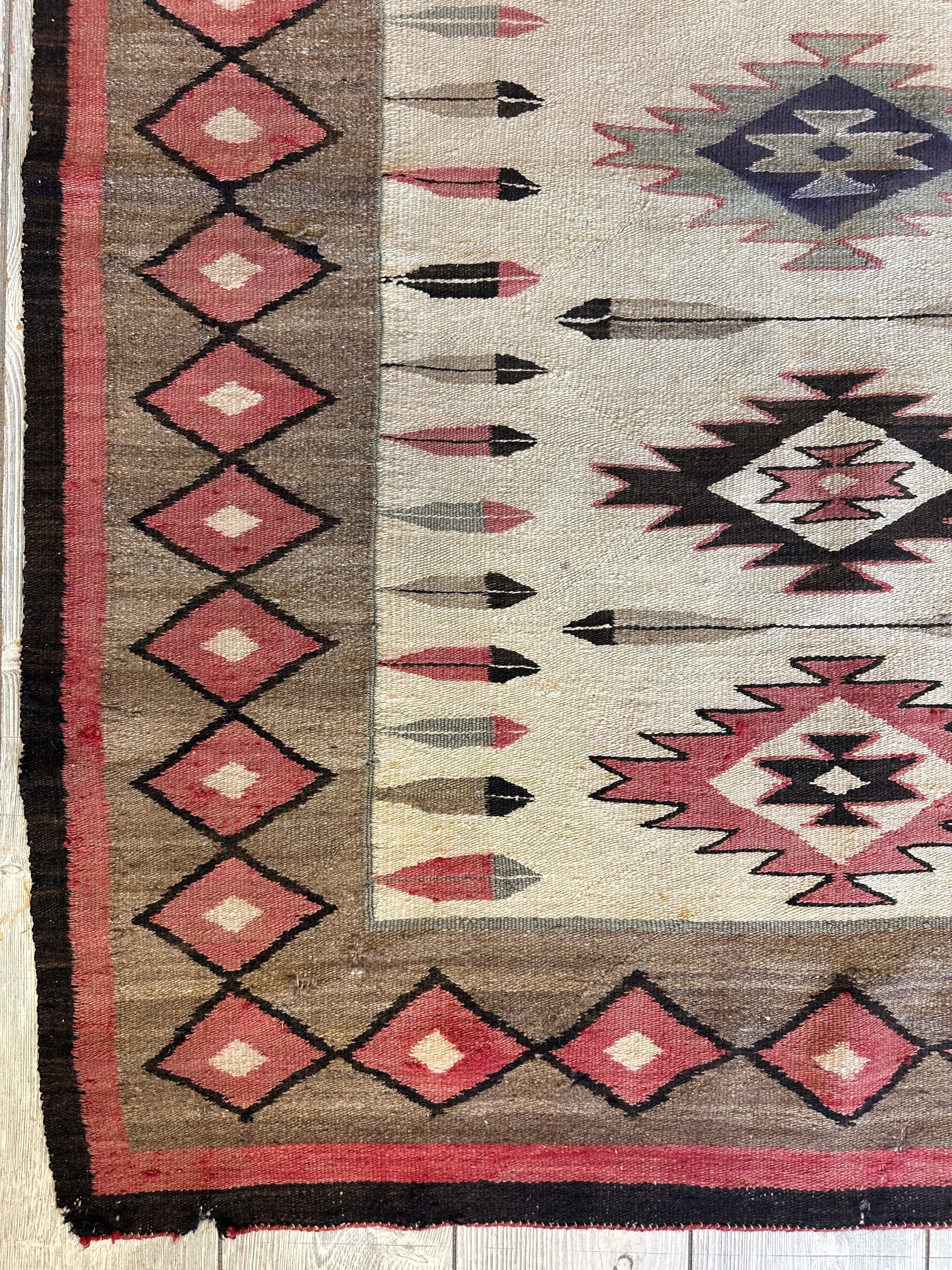 Antique 1880’s Navajo Rug 4’ x 5’ - Image 4