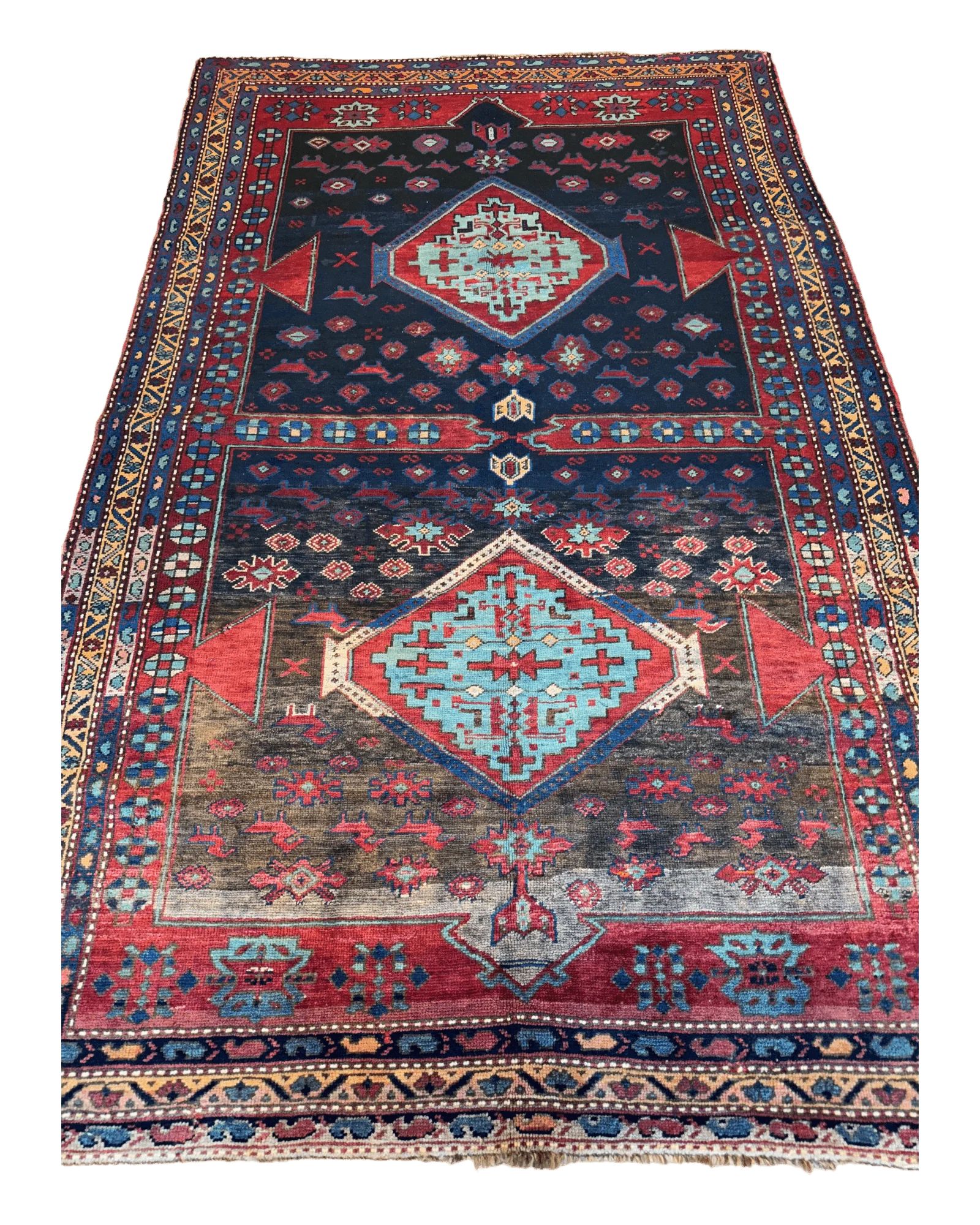 Antique 19th Century Handwoven Kazak Tribal Rug 5’ x 8’ - Image 5
