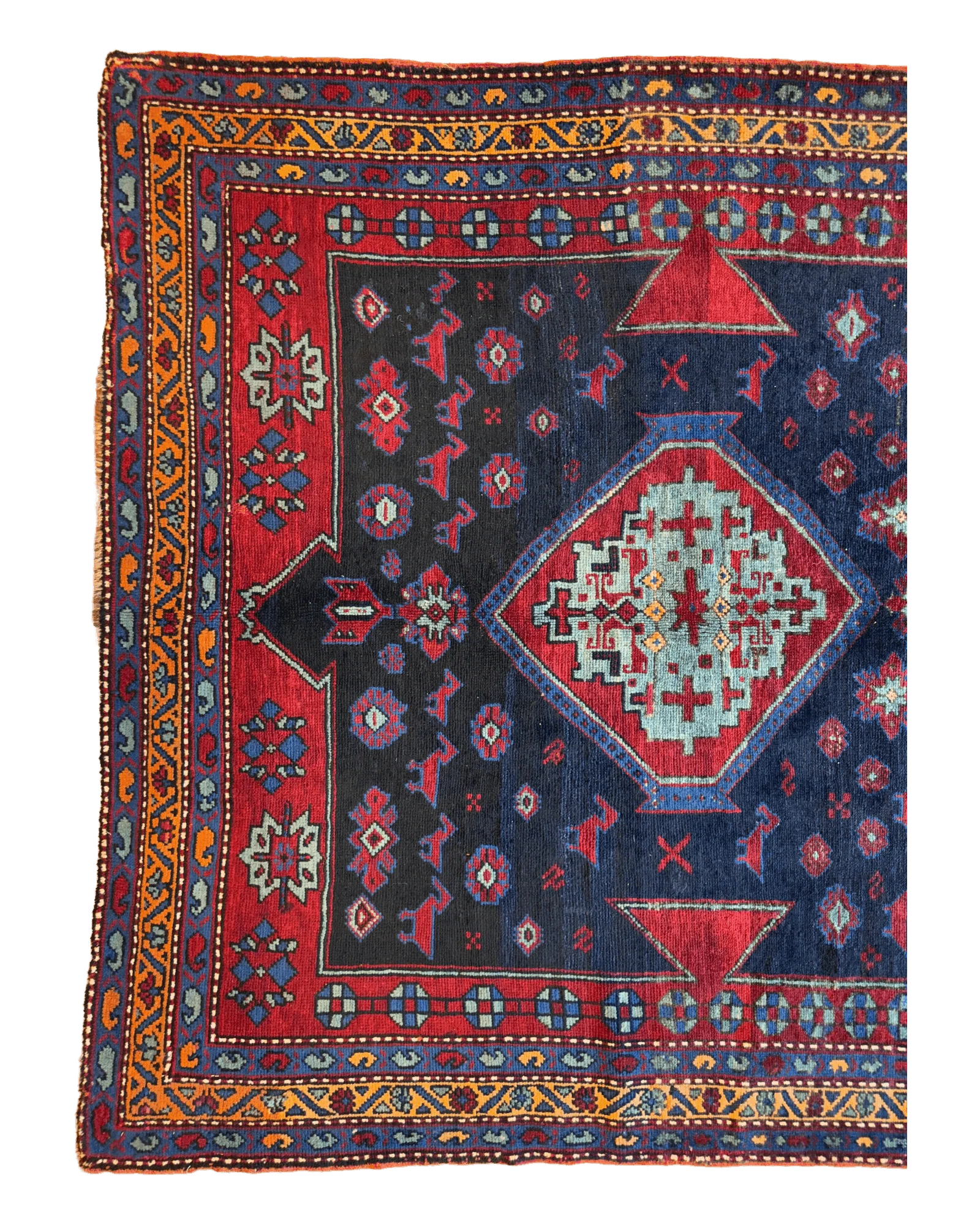 Antique 19th Century Handwoven Kazak Tribal Rug 5’ x 8’ - Image 7