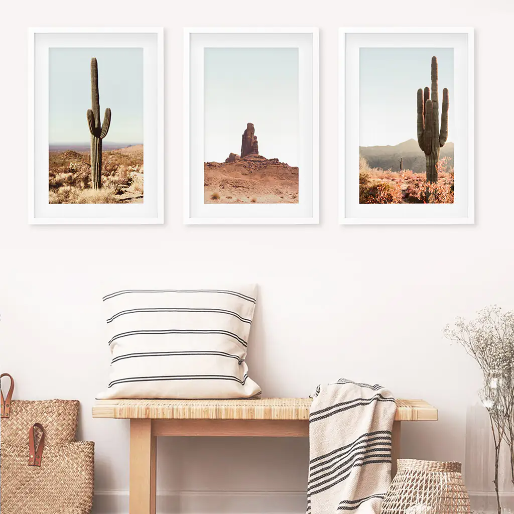 Arizona Desert Wall Art Set. Sedona Red Rocks, Saguaro Cacti - Image 2