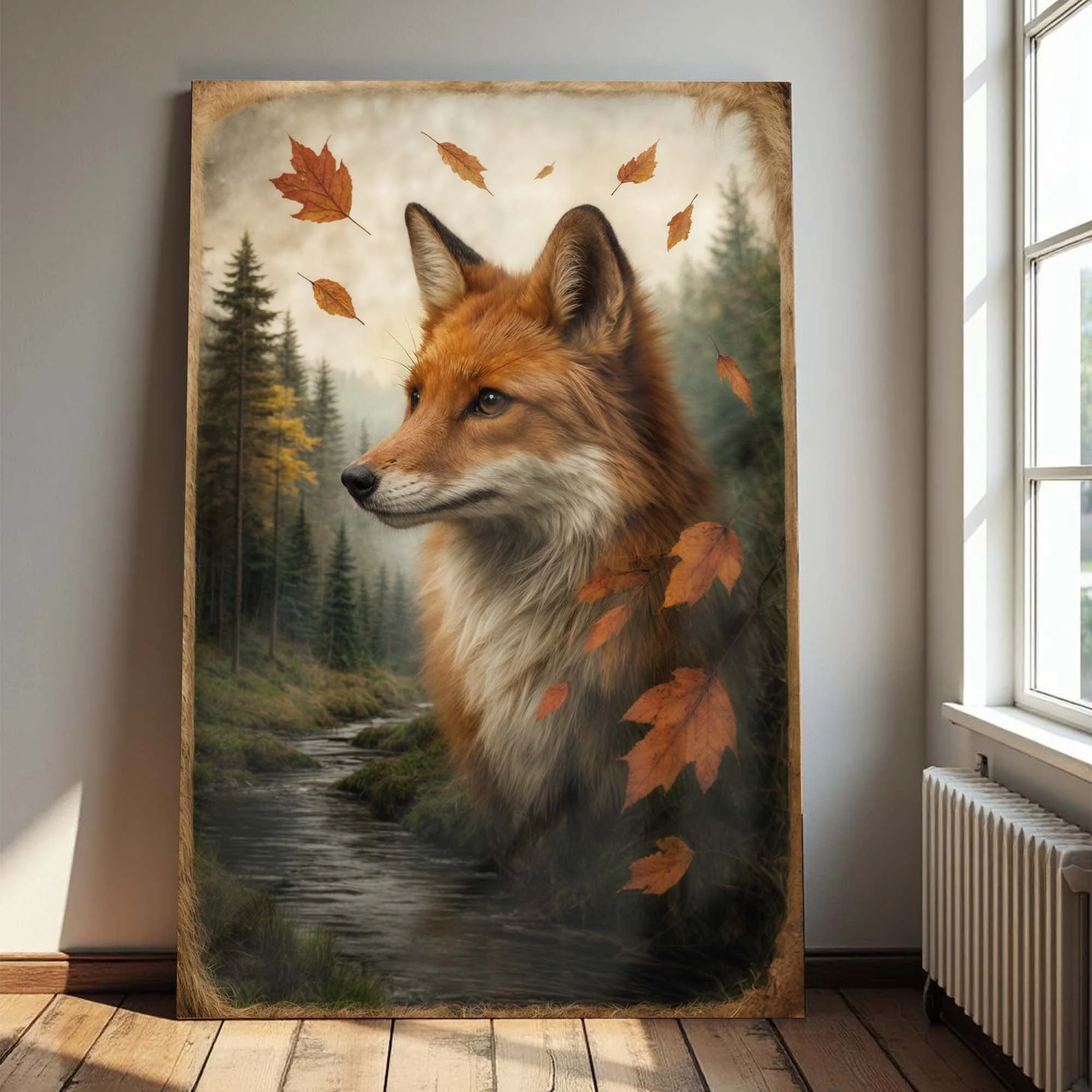 Autumn Fox Double Exposure Wall Art - Image 5