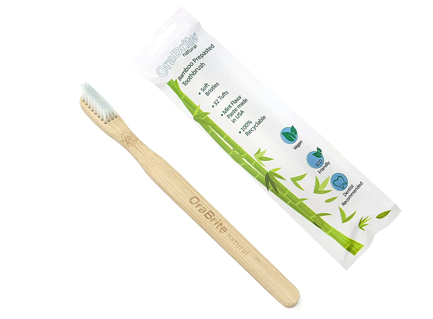 Bamboo Mint Flavor Prepasted Toothbrush Vegan, Eco-Friendly, Compostable & Zero Waste Biodegradable Toothbrush for Kids, Children, and Adults - 100% Recyclable - Soft Bristles 1 PACK - Image 3