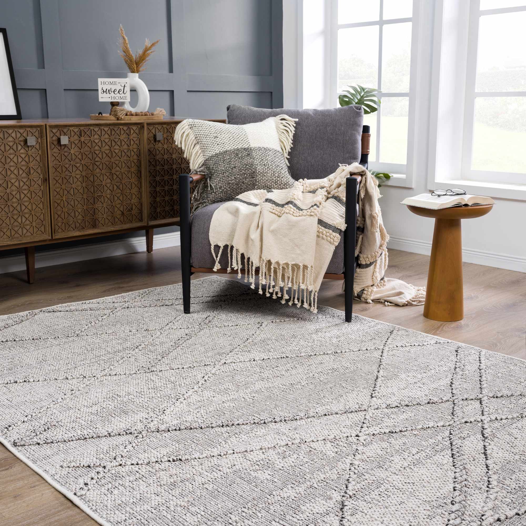 Baqer Bone & Taupe Textured Performance Rug - Clearance - Image 12