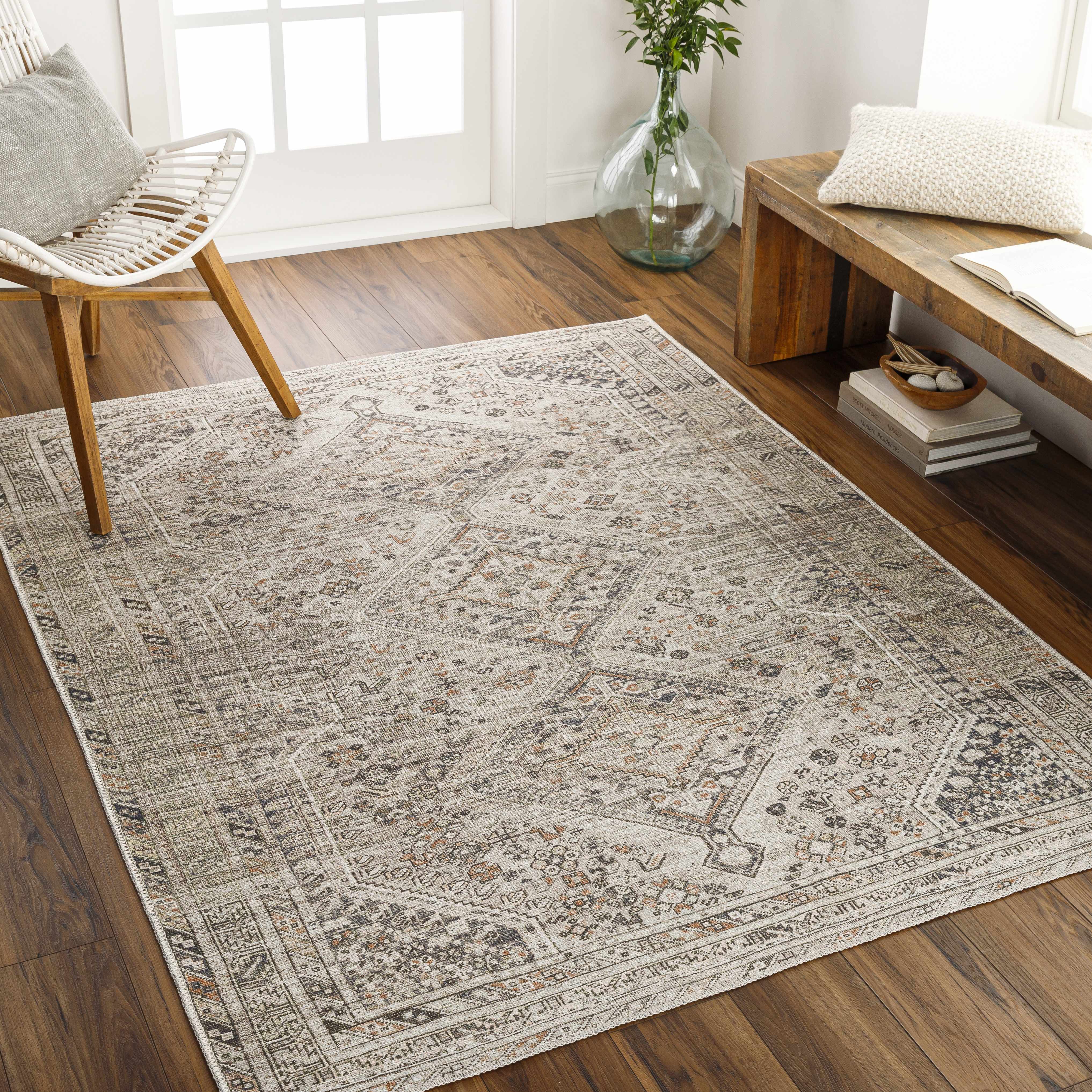 Barny Beige Flat Pile Washable Rug - Image 16