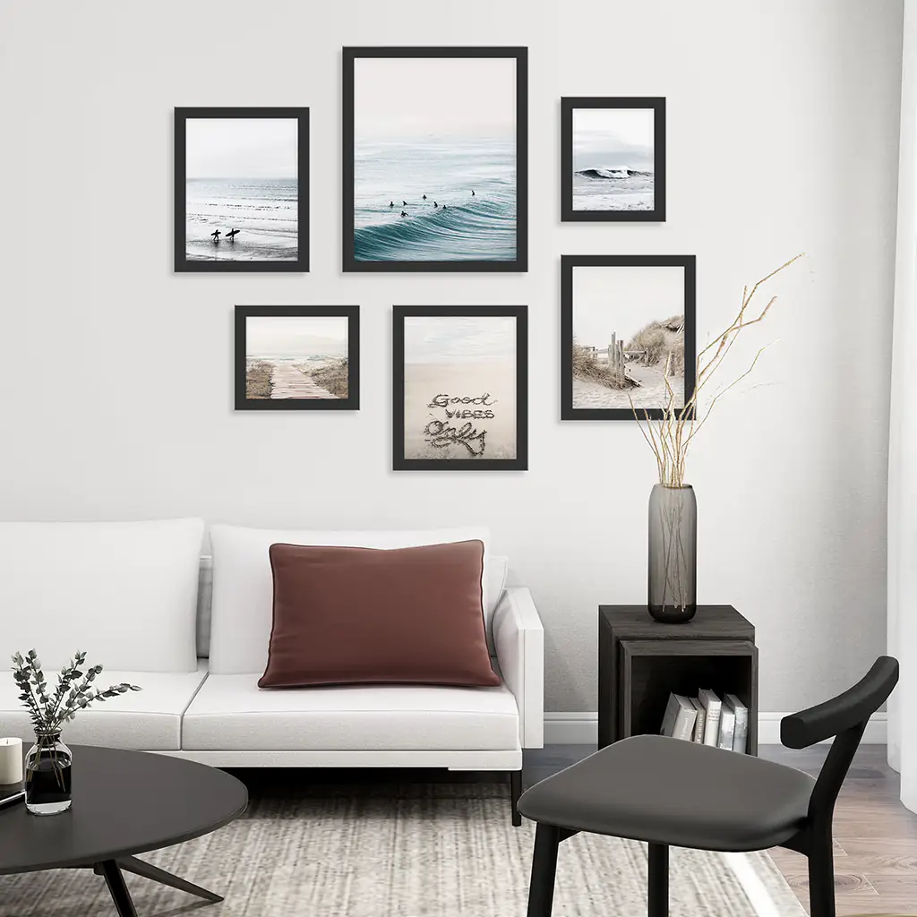 Beige Blue Coastal Gallery Wall. Set of 6 Prints - Image 3