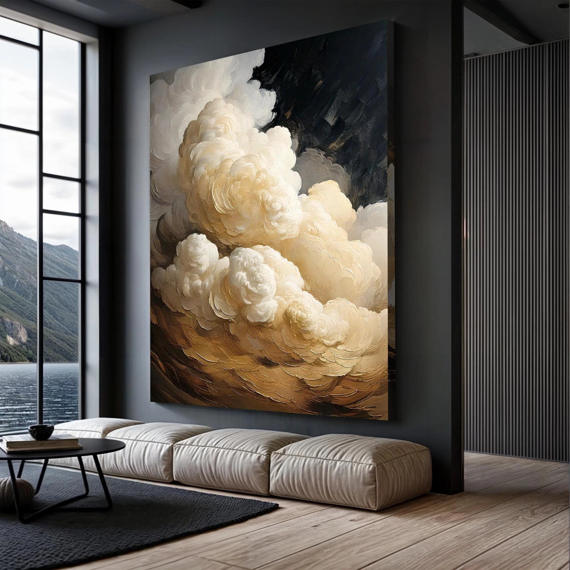 Beige Cloud Abstract Wall Art - Image 2