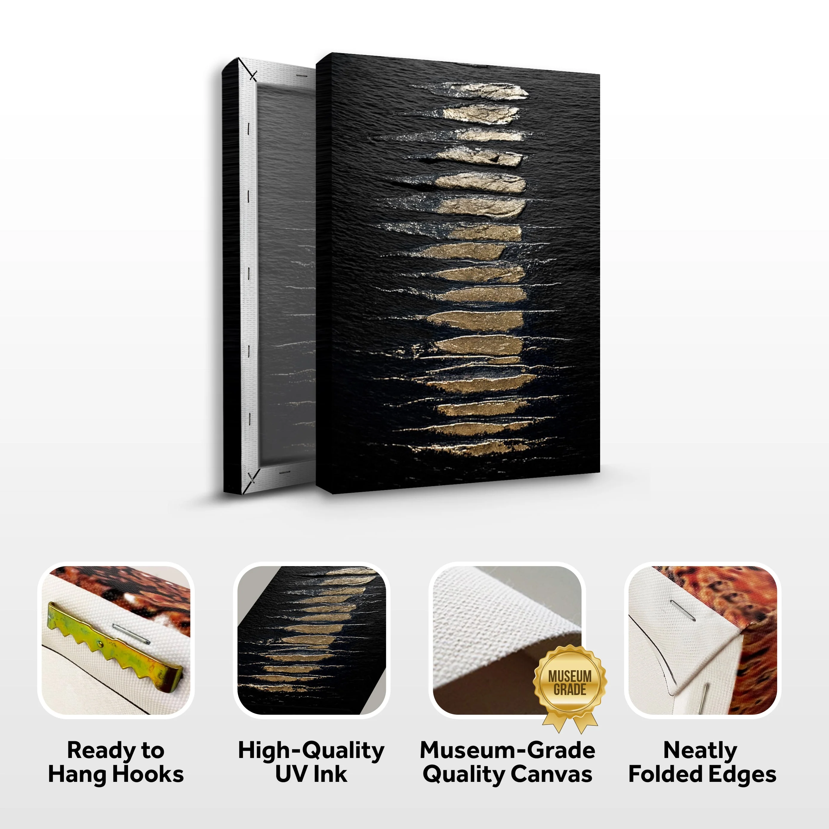 Black And Gold Abstract Minimalist Wall Art - Image 8