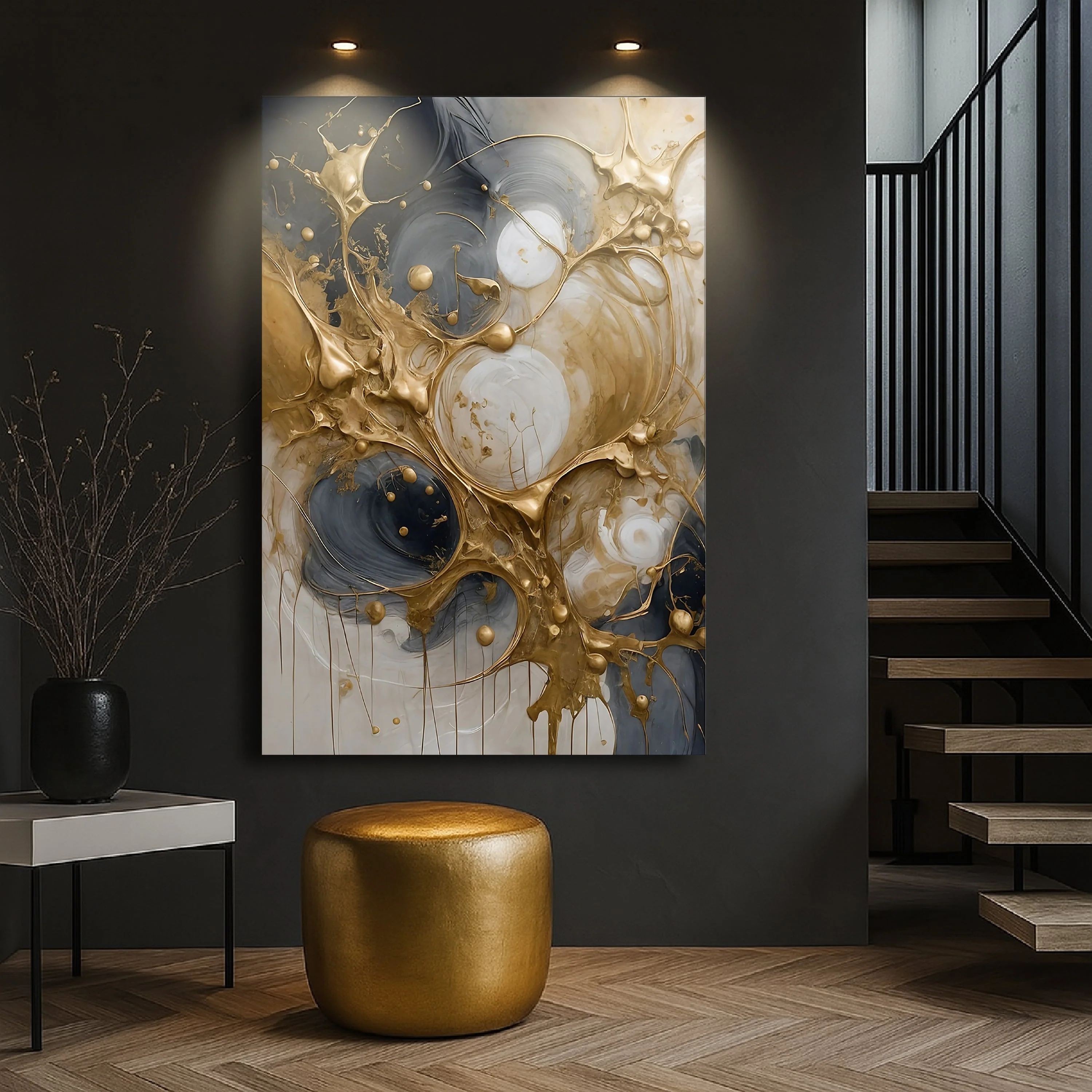 Black and Gold Splash Wall Art - Image 4