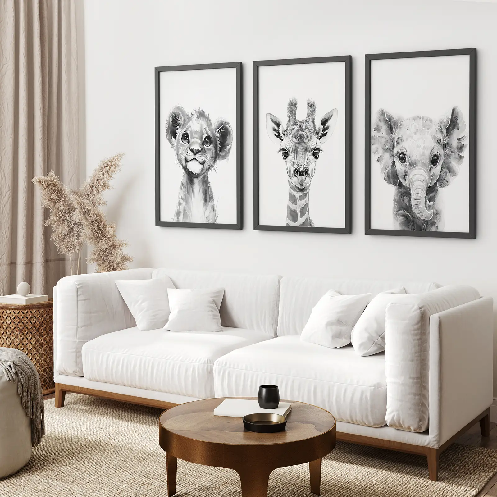 Black and White Jungle Animal Baby Room Decor - Image 2