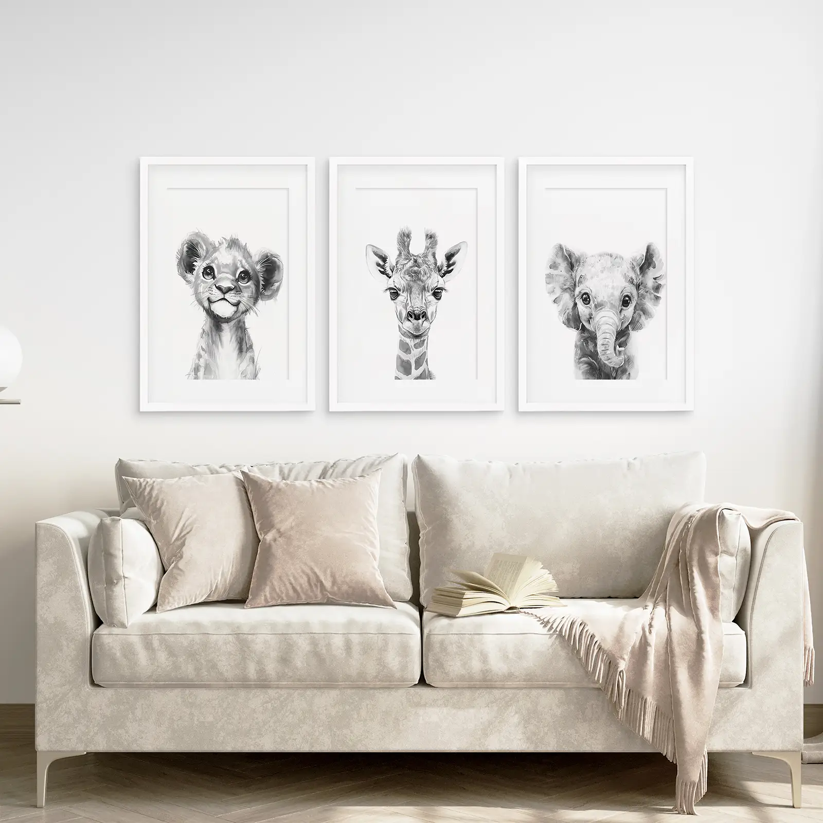 Black and White Jungle Animal Baby Room Decor - Image 3