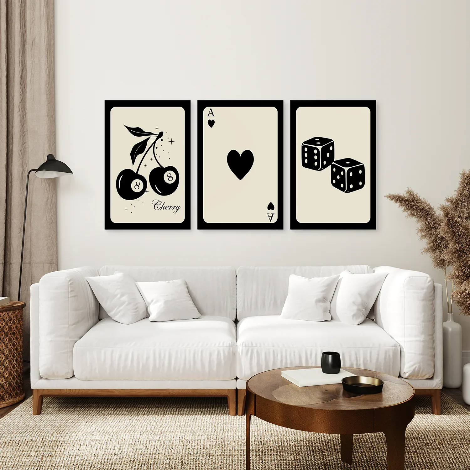 Black Beige Set of 3 Vintage Playing Cards - Image 2