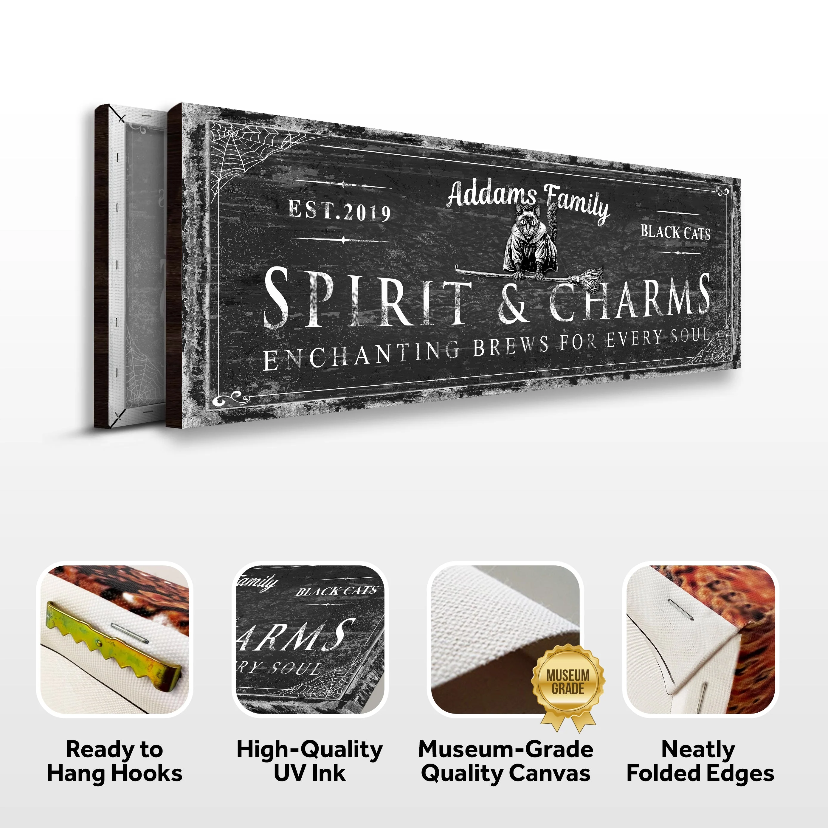 Black Cat’s Spirits & Charms Bar Halloween Sign - Image 6