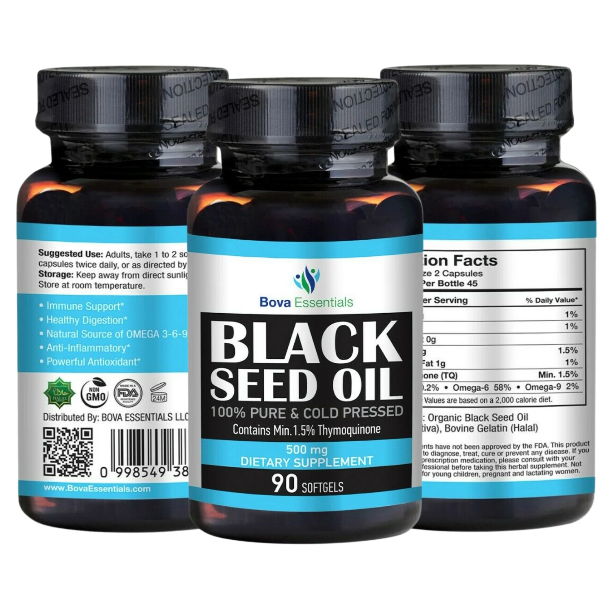 Black Seed Oil SoftGel Capsules 500mg - 90 Count - Image 2