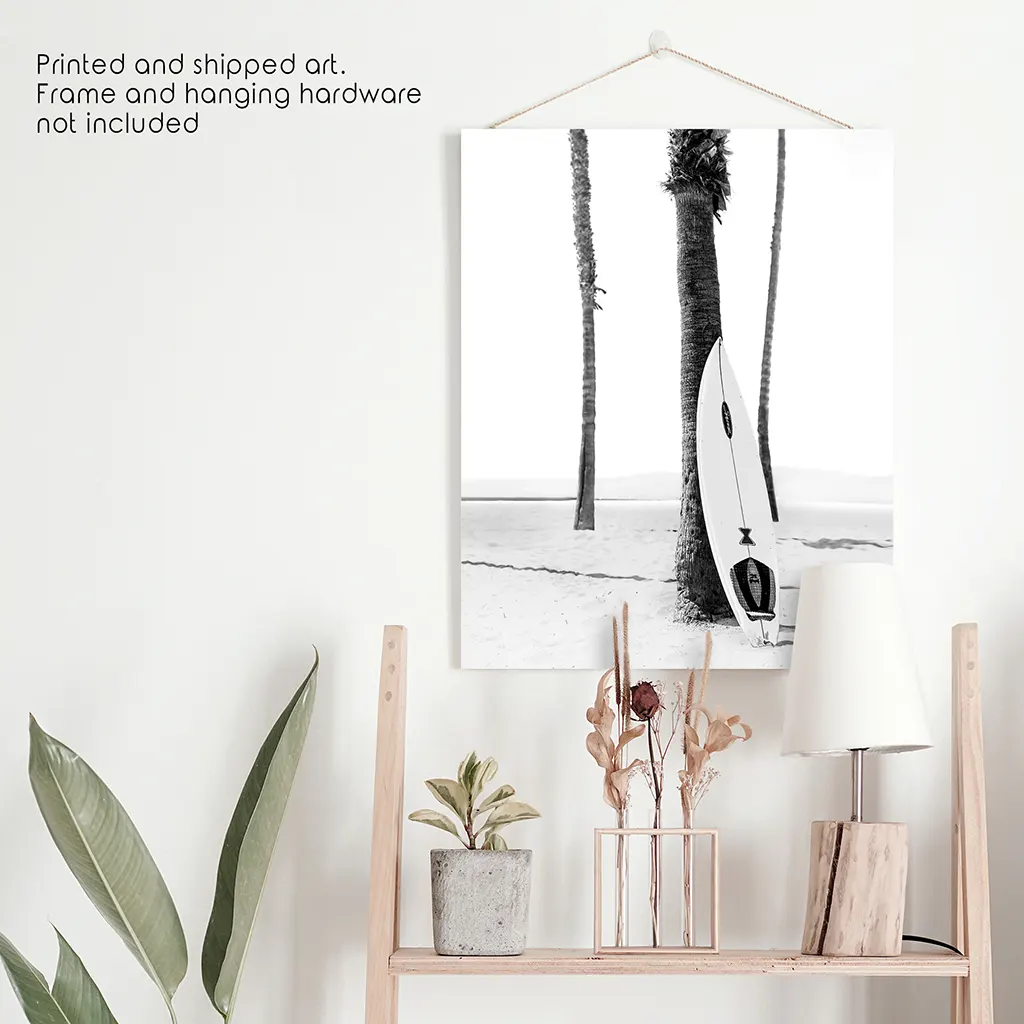 Black White Boho Summer Poster. Surfboard, Palm Trees - Image 10