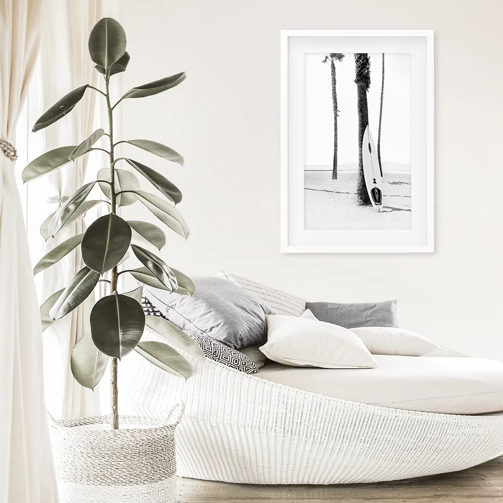 Black White Boho Summer Poster. Surfboard, Palm Trees - Image 6
