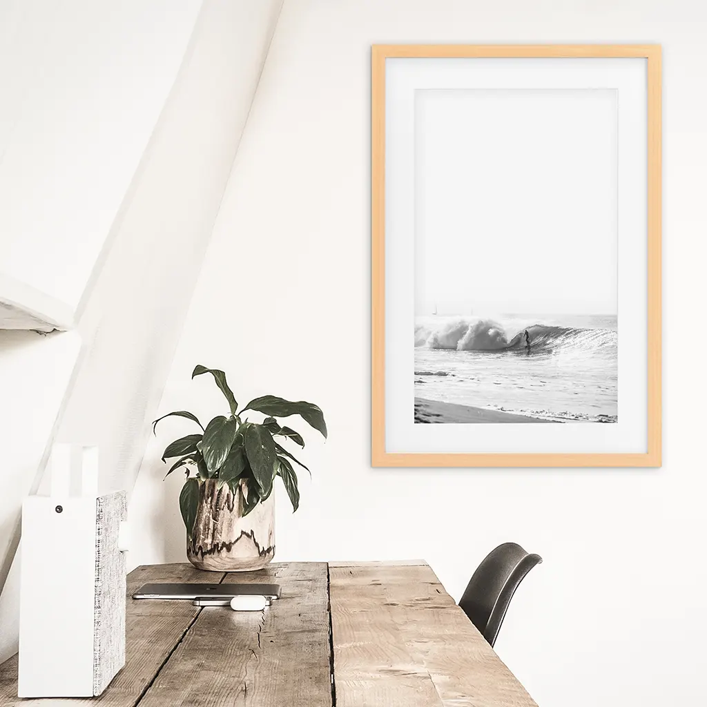 Black White Boho Tropical Wall Decor. Surfer, Waves - Image 6