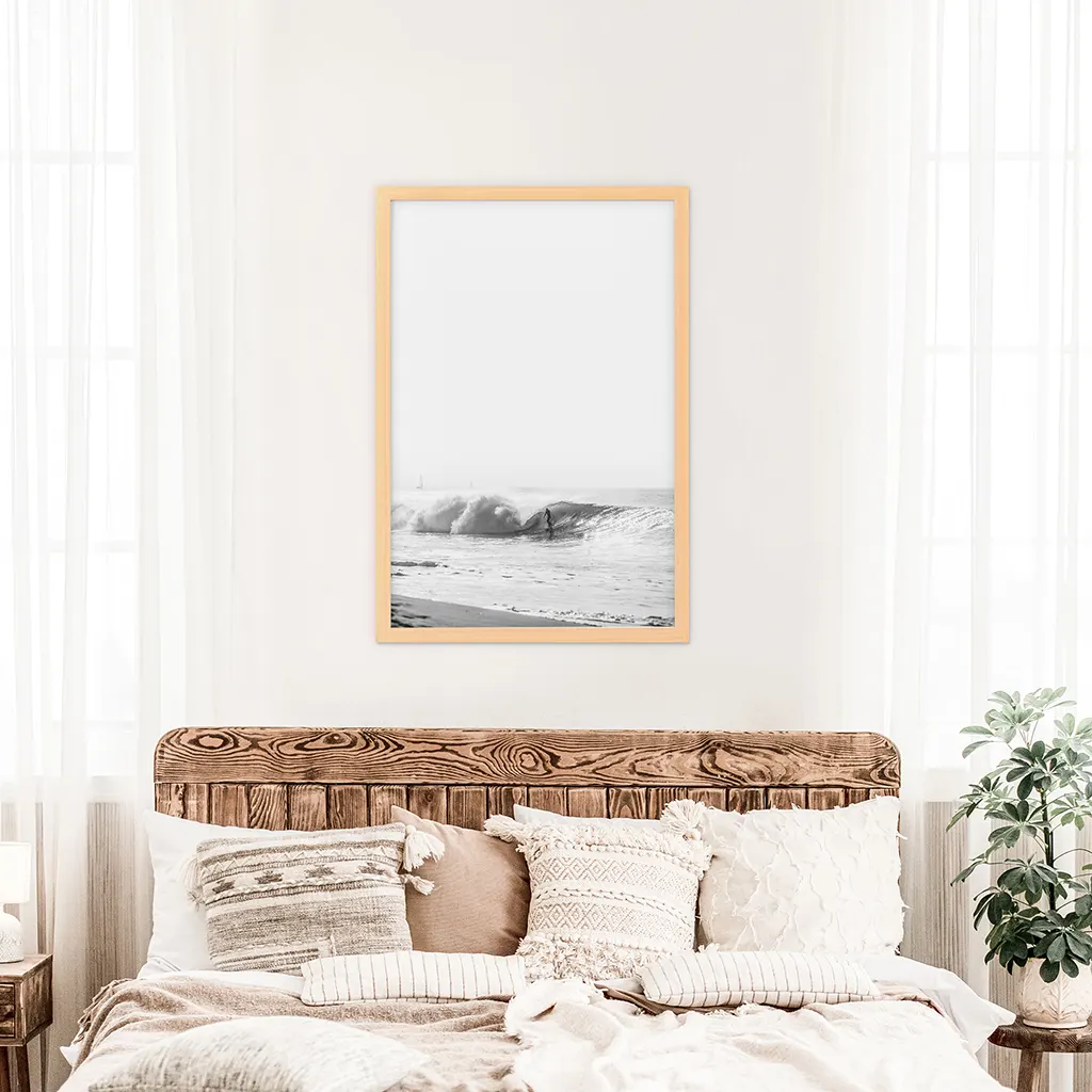 Black White Boho Tropical Wall Decor. Surfer, Waves - Image 7