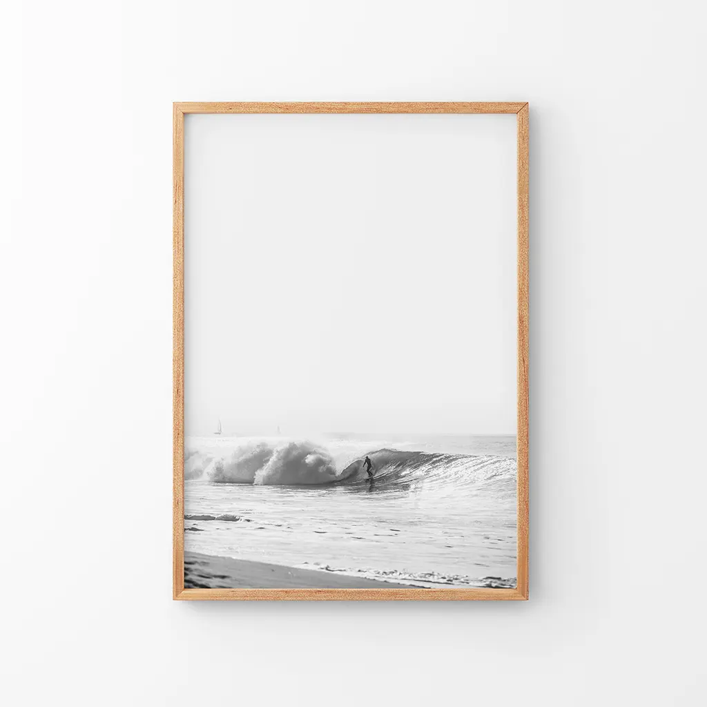 Black White Boho Tropical Wall Decor. Surfer, Waves - Image 8