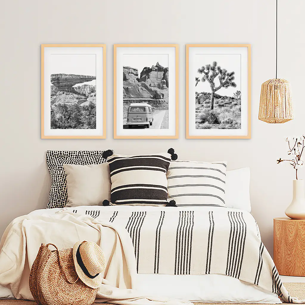 Black White Desert Nature Wall Art Set. Cliff, Van, Tree - Image 10