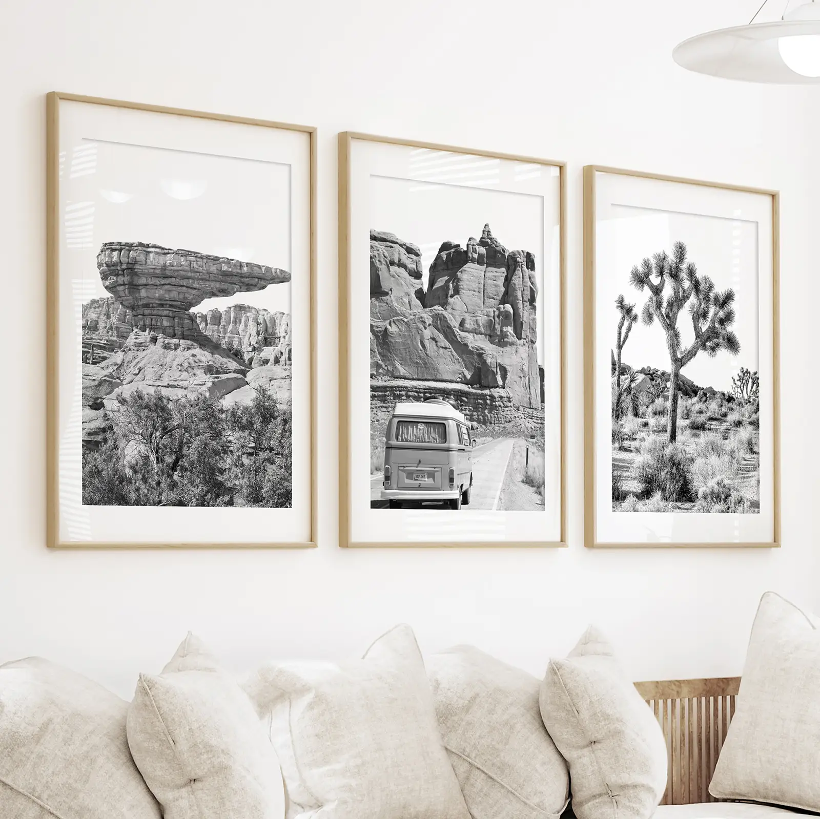 Black White Desert Nature Wall Art Set. Cliff, Van, Tree - Image 2