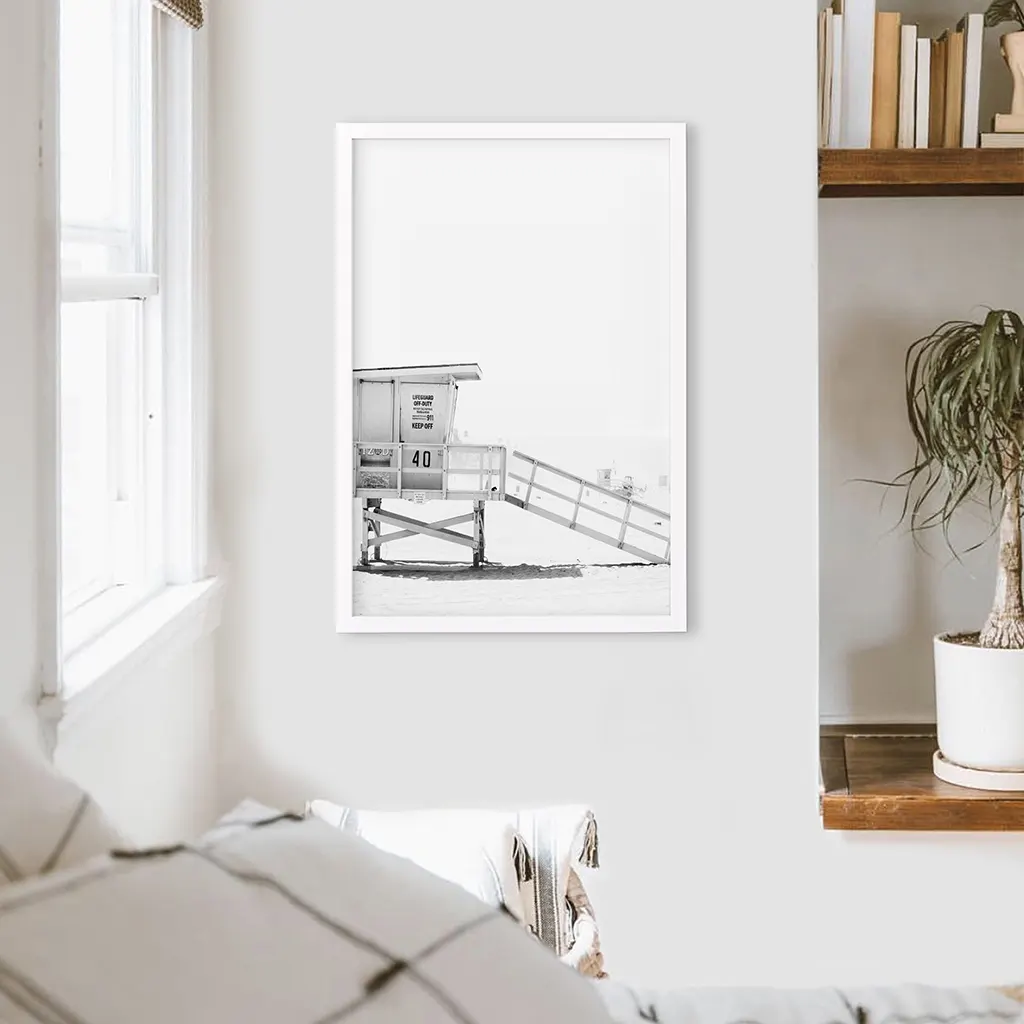 Black White Lifeguard Tower Poster. Coastal Summer Wall Art - Image 5