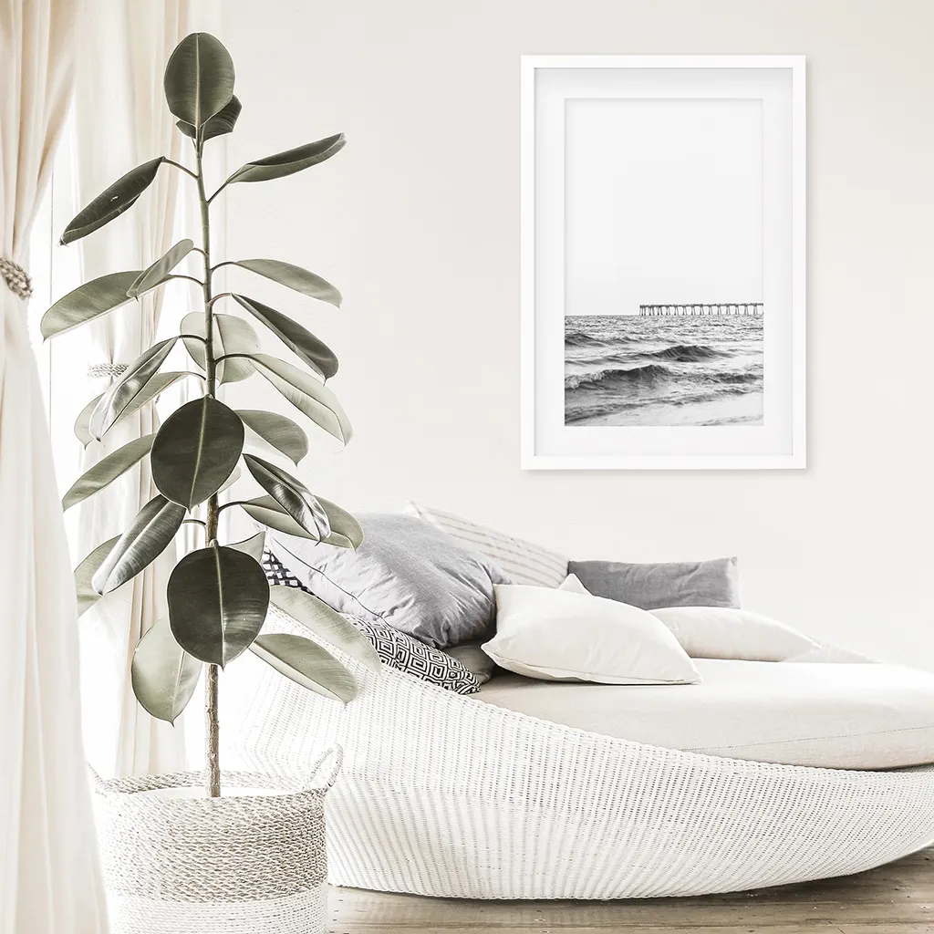 Black White Minimalistic Beach Pier Poster - Image 5